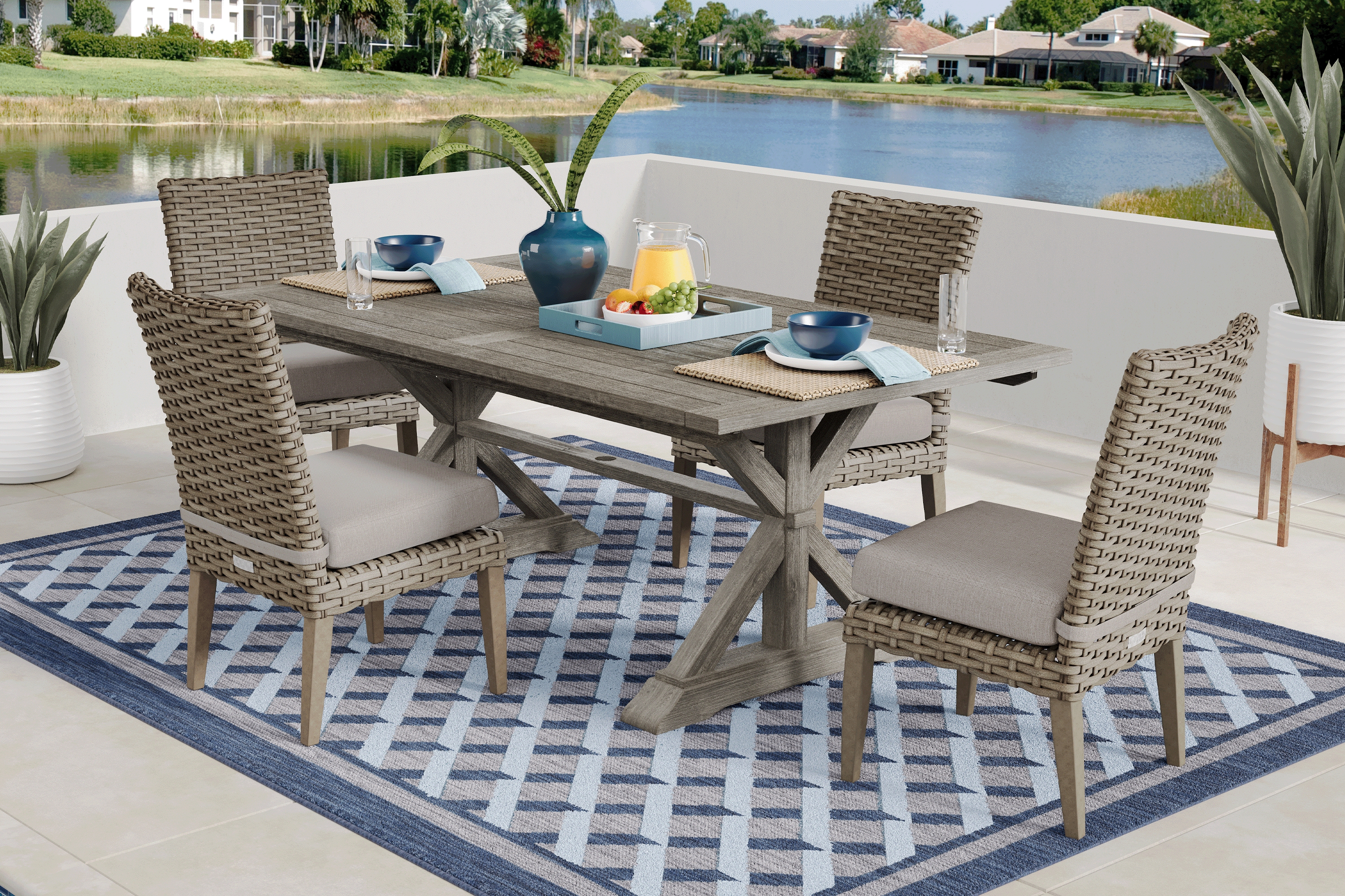 Siesta Key Driftwood Outdoor Side Chair with Twine Cushion - Thumbnail - Image 2