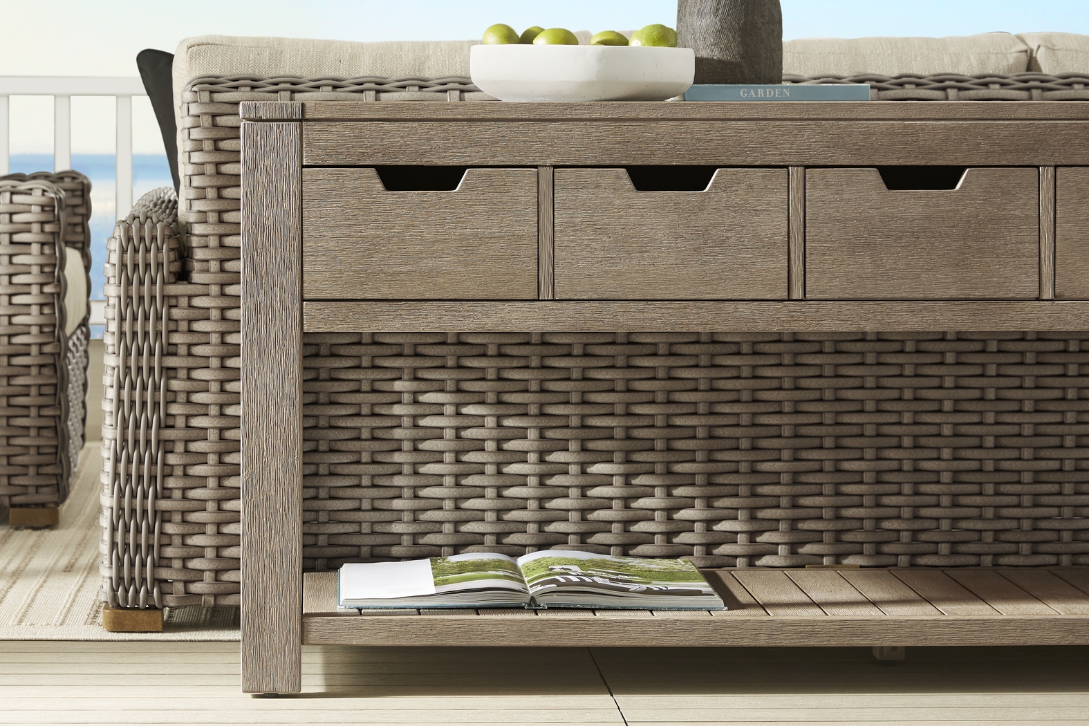 Siesta Key Gray Outdoor Sofa Table - Thumbnail - Image 2