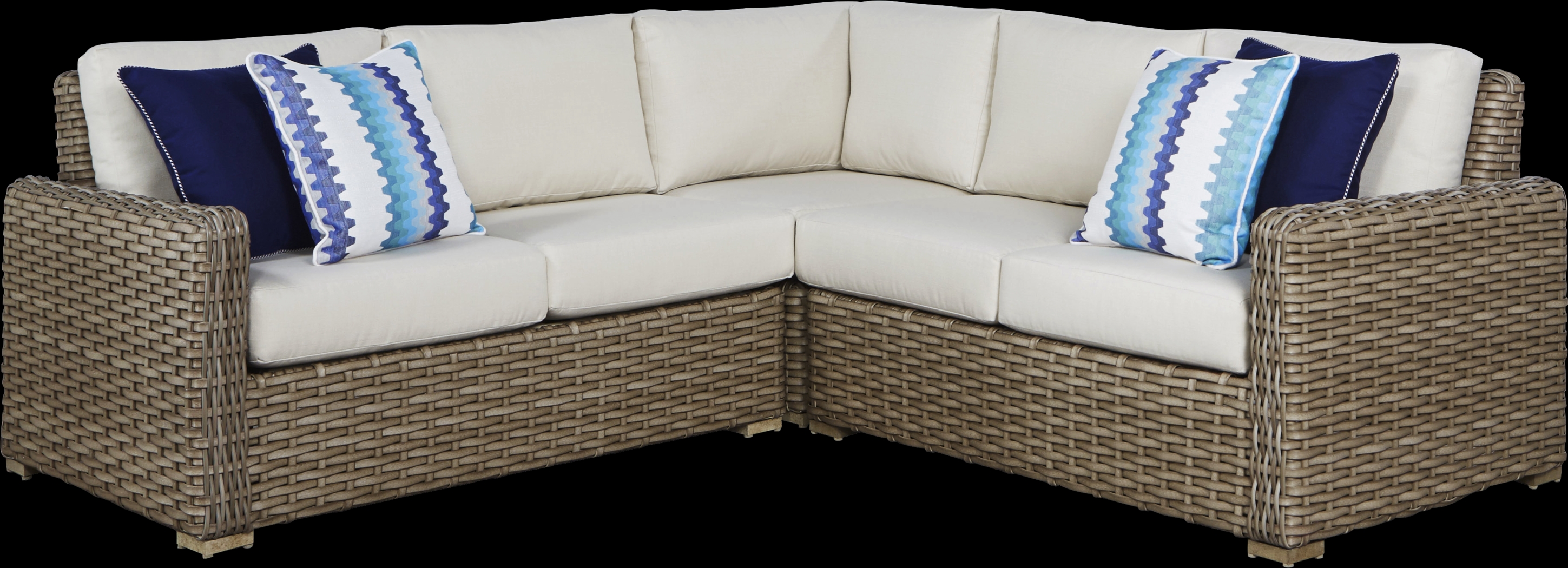 Siesta Key Driftwood 3 Pc Outdoor Sectional with Linen Cushions - Thumbnail - Image 1