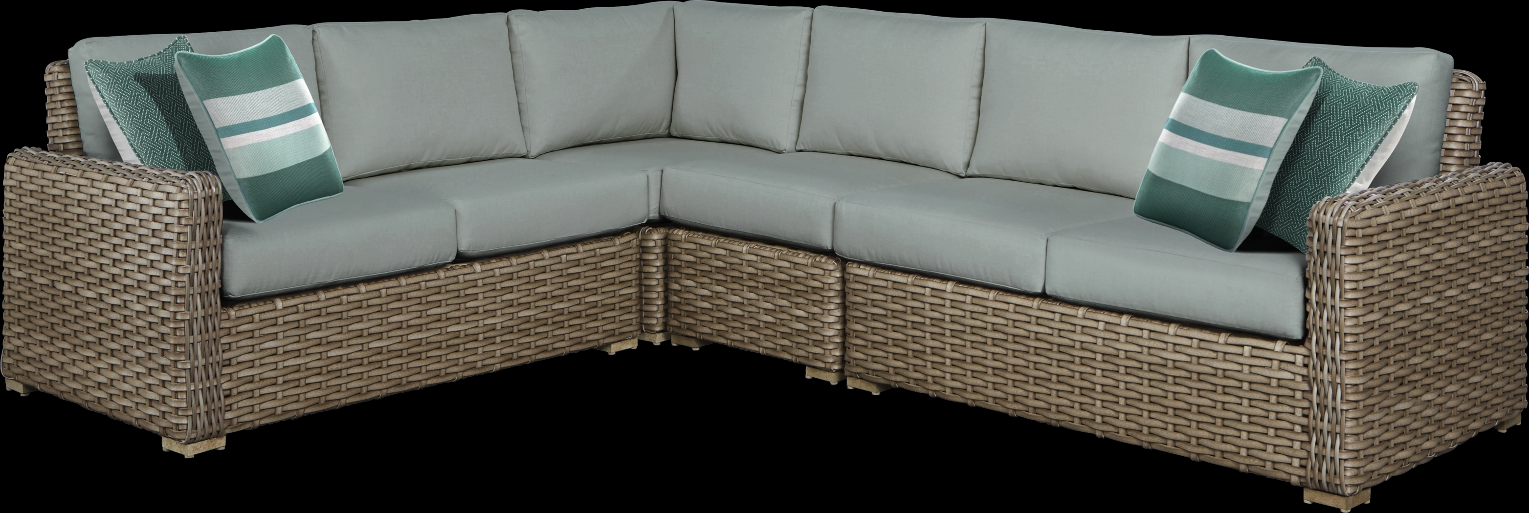 Siesta Key Driftwood 5 Pc Outdoor Seating Set with Moss Cushions - Thumbnail - Image 2