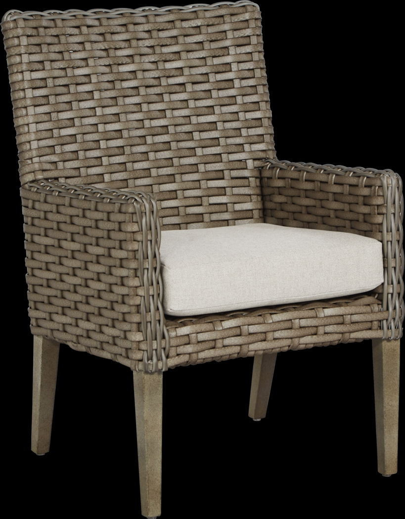 Siesta Key Driftwood Outdoor Arm Chair with Linen Cushion - Thumbnail - Image 1