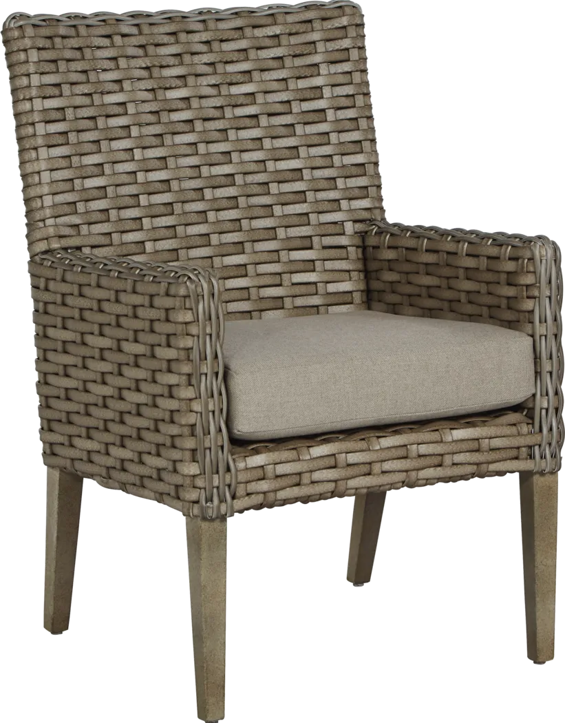 Siesta Key Driftwood Outdoor Arm Chair with Sand Cushion - Thumbnail - Image 1