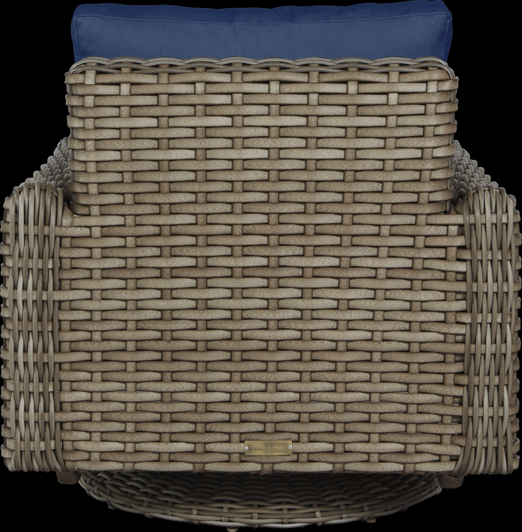 Siesta Key Driftwood Outdoor Swivel Chair with Indigo Cushions - Thumbnail - Image 3