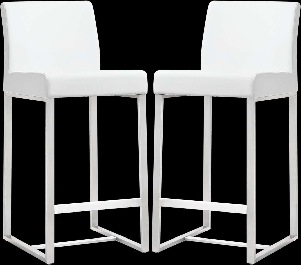 Silas White Counter Height Stools (Set of 2) - Thumbnail - Image 1