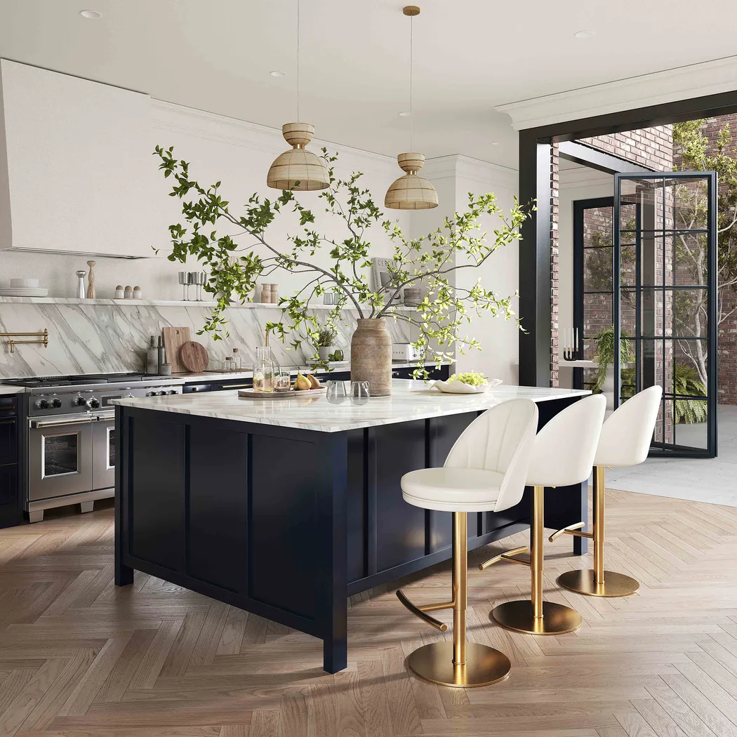 Silsbee Cream Swivel Barstool - Thumbnail - Image 2