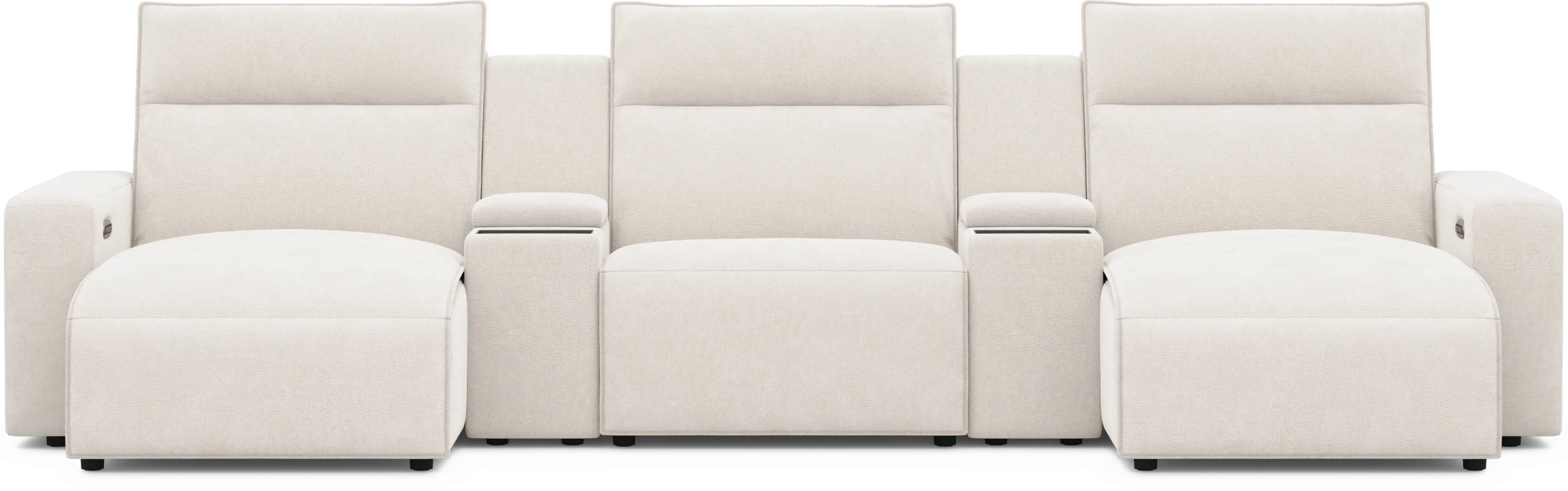 Silver 5 Pc Dual Power Reclining ModularTwo with Media Consoles - Thumbnail - Image 3