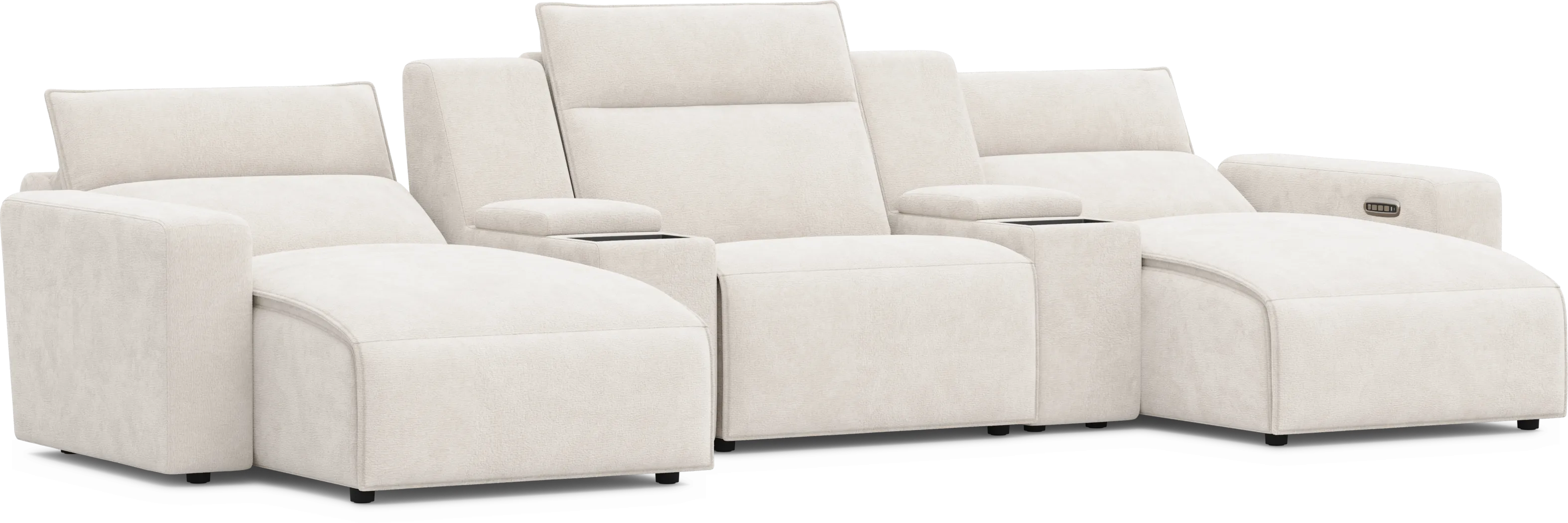 Silver 5 Pc Dual Power Reclining ModularTwo with Media Consoles - Thumbnail - Image 1