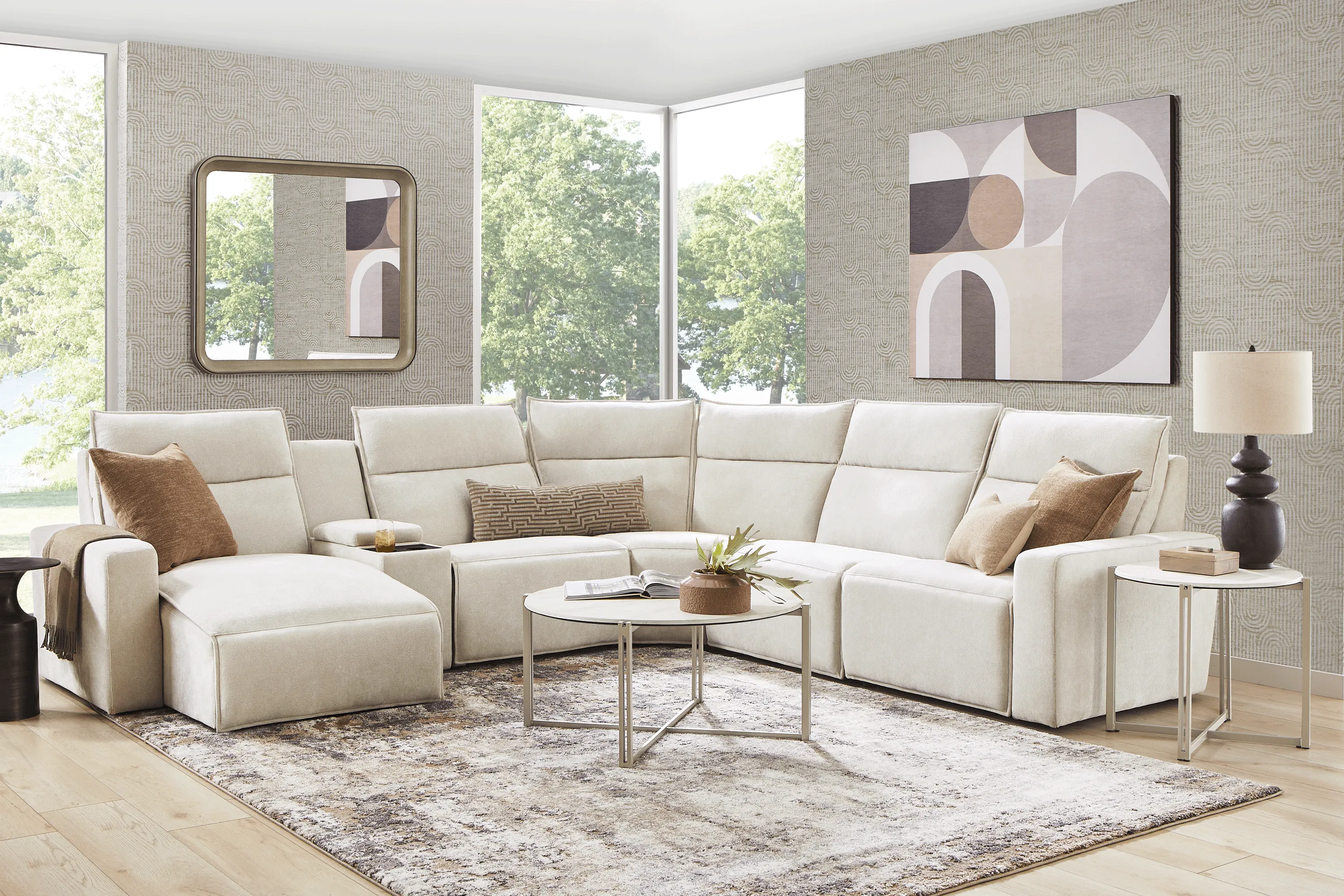 Silver 6 Pc Dual Power Reclining ModularTwo with Media Console - Thumbnail - Image 3