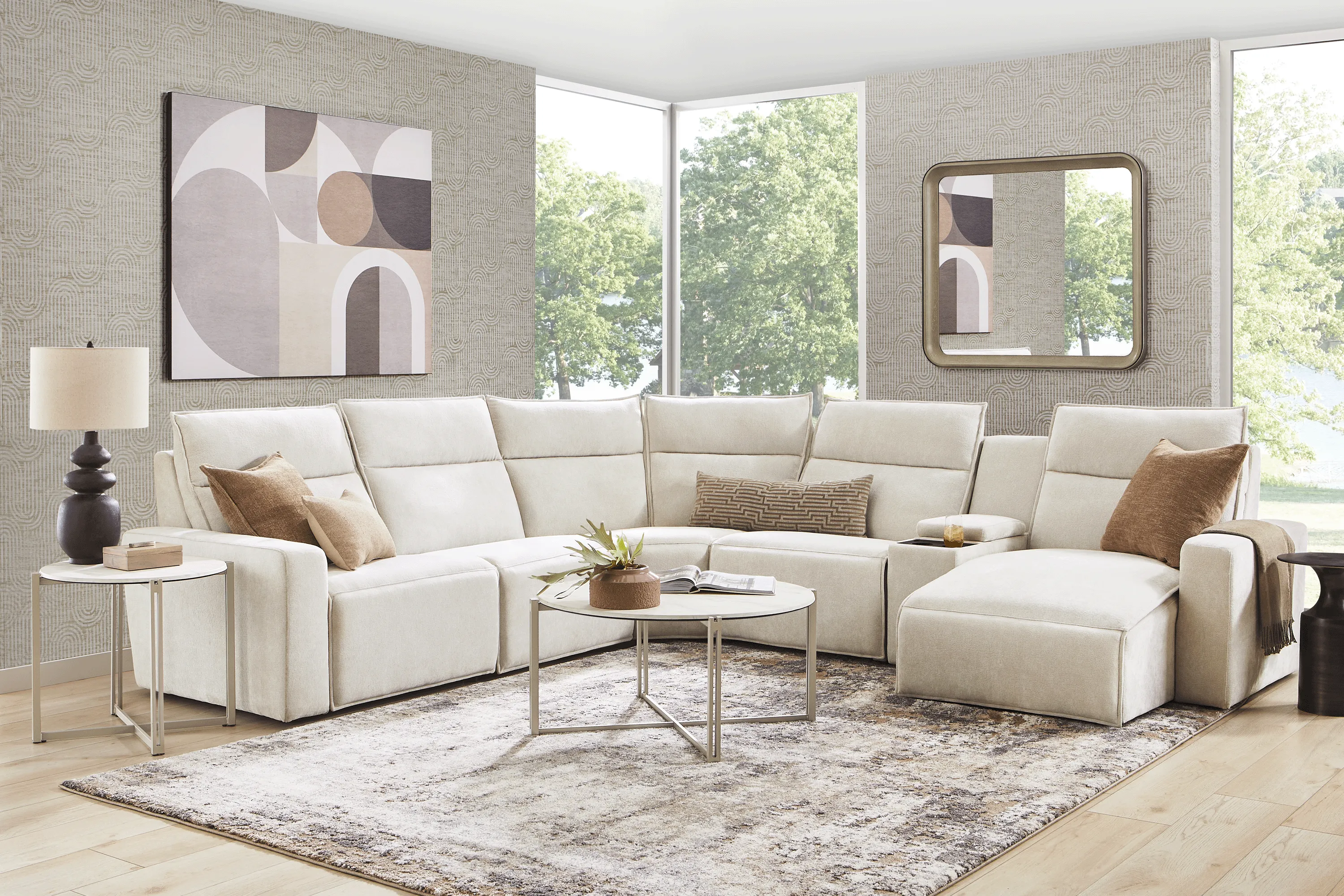 Silver 6 Pc Dual Power Reclining ModularTwo with Media Console - Thumbnail - Image 3