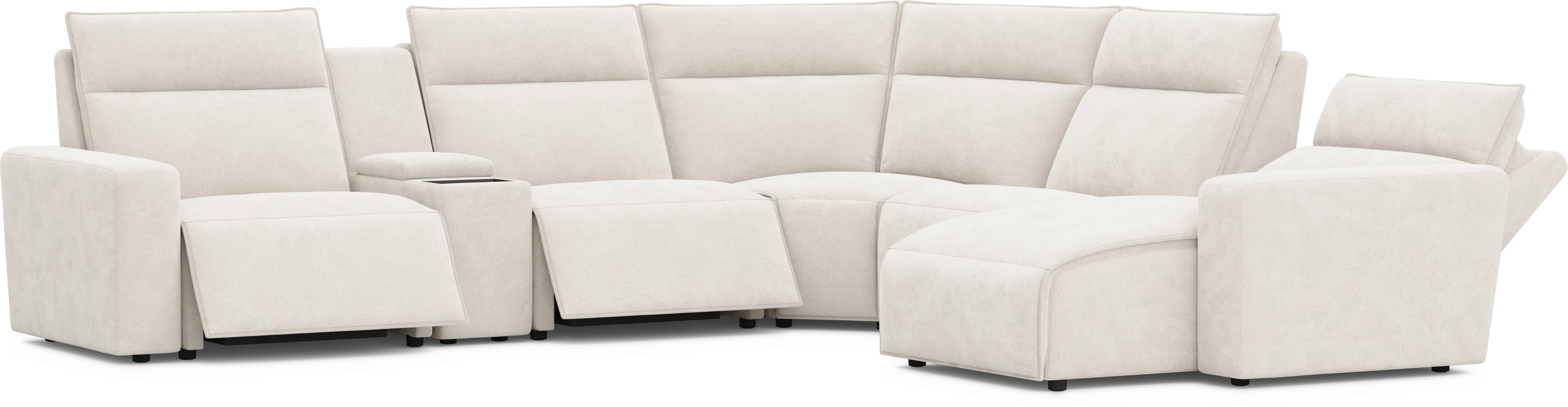 Silver 6 Pc Dual Power Reclining ModularTwo with Media Console - Thumbnail - Image 1