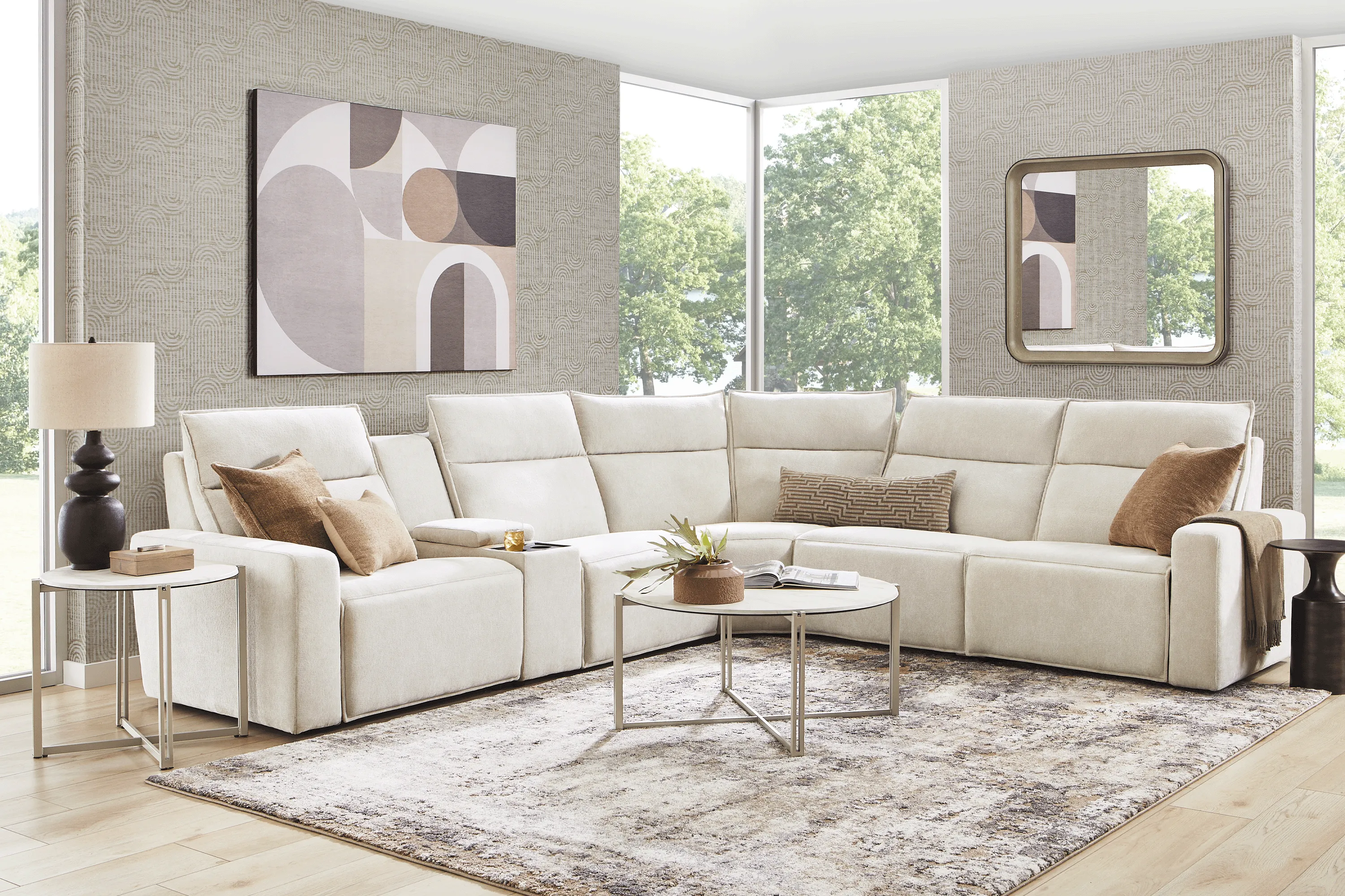 Silver 6 Pc Dual Power Reclining ModularTwo with Media Console - Thumbnail - Image 3