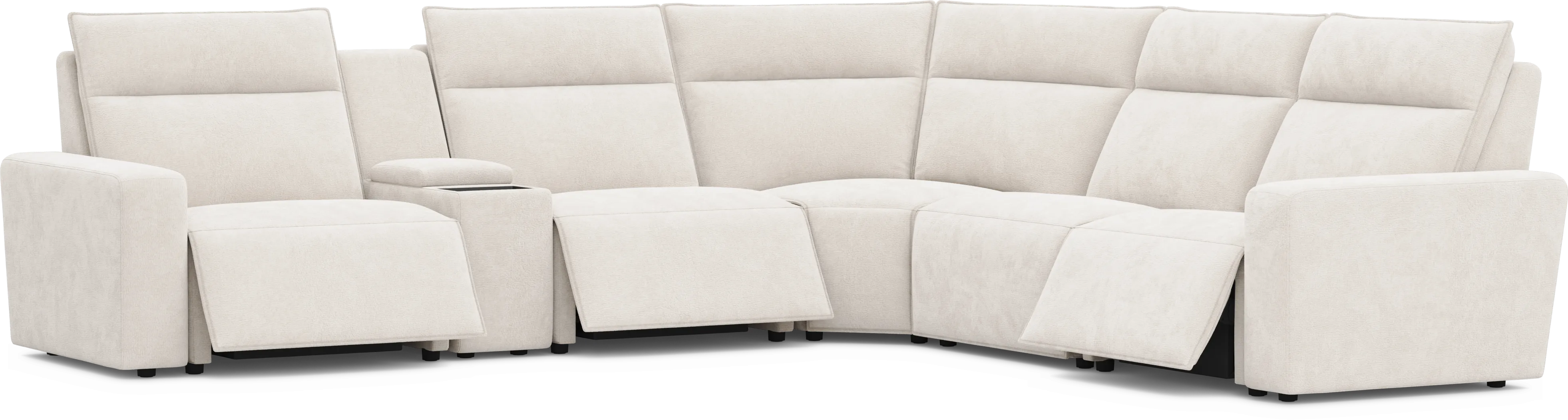 Silver 6 Pc Dual Power Reclining ModularTwo with Media Console - Thumbnail - Image 1