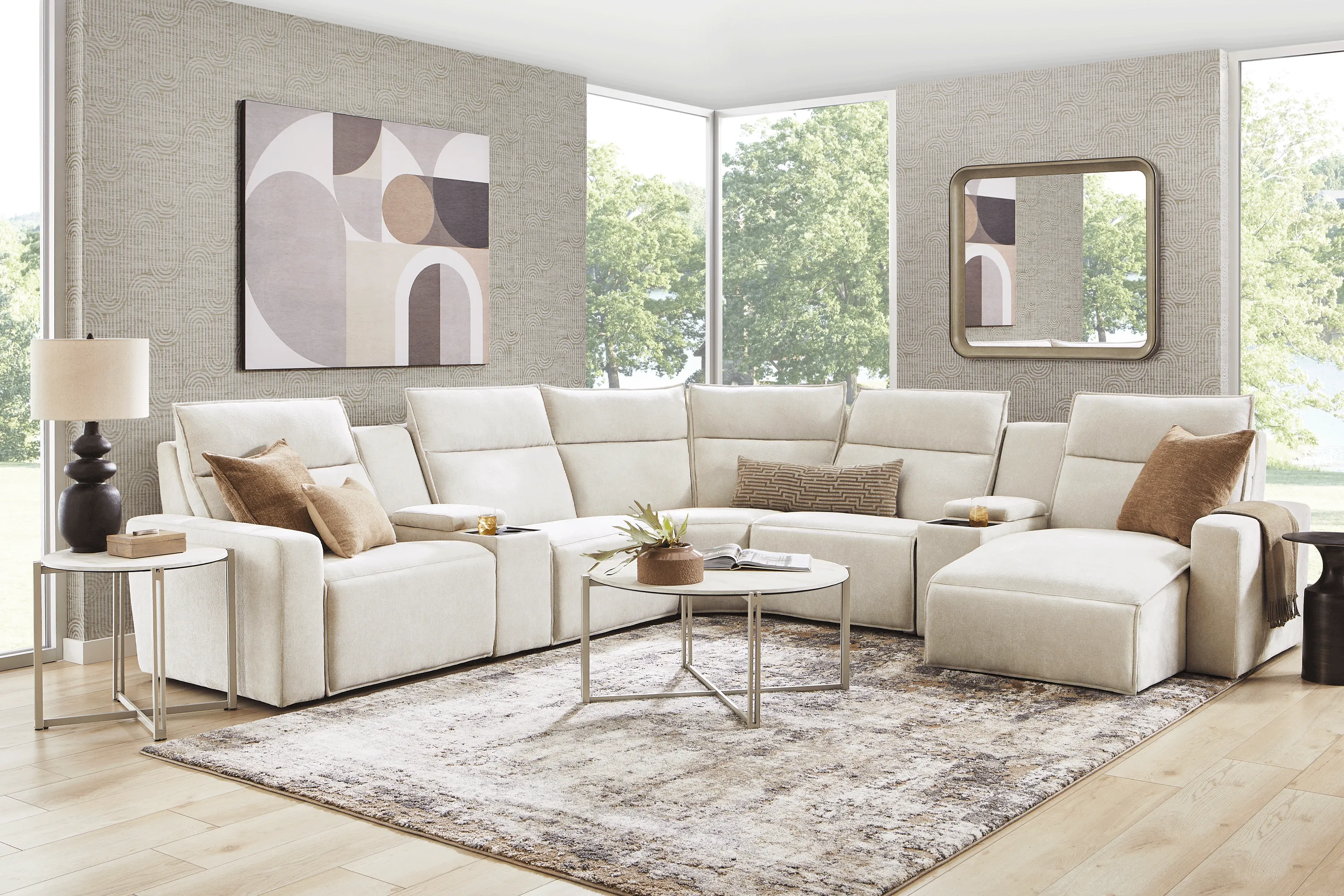 Silver 7 Pc Dual Power Reclining ModularTwo with Media Consoles - Thumbnail - Image 2