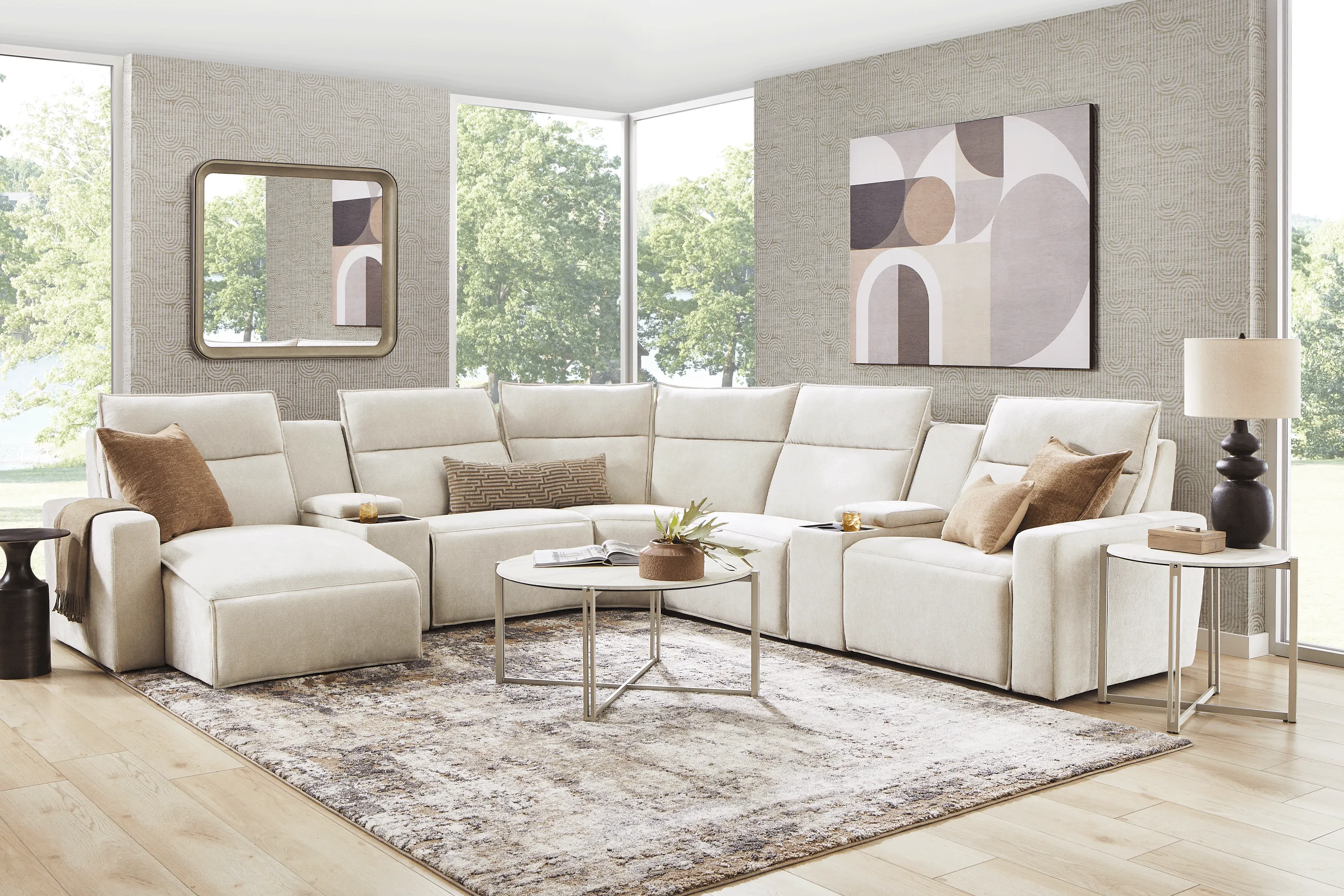 Silver 7 Pc Dual Power Reclining ModularTwo with Media Consoles - Thumbnail - Image 3