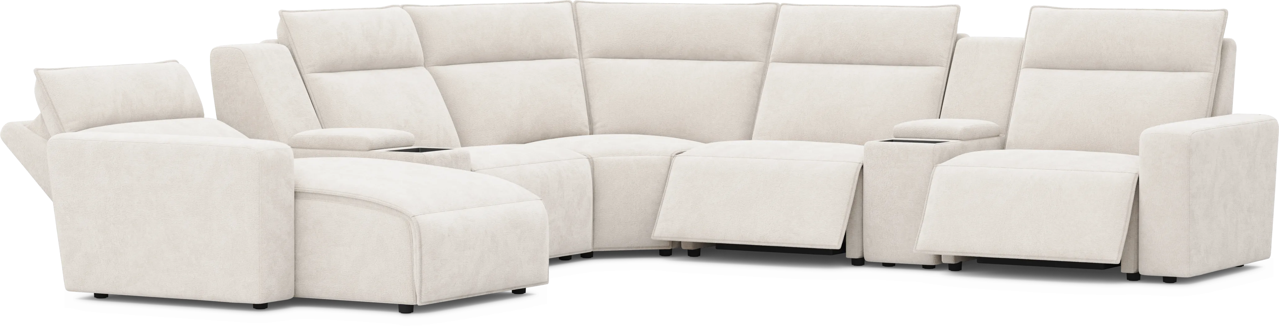 Silver 7 Pc Dual Power Reclining ModularTwo with Media Consoles - Thumbnail - Image 1