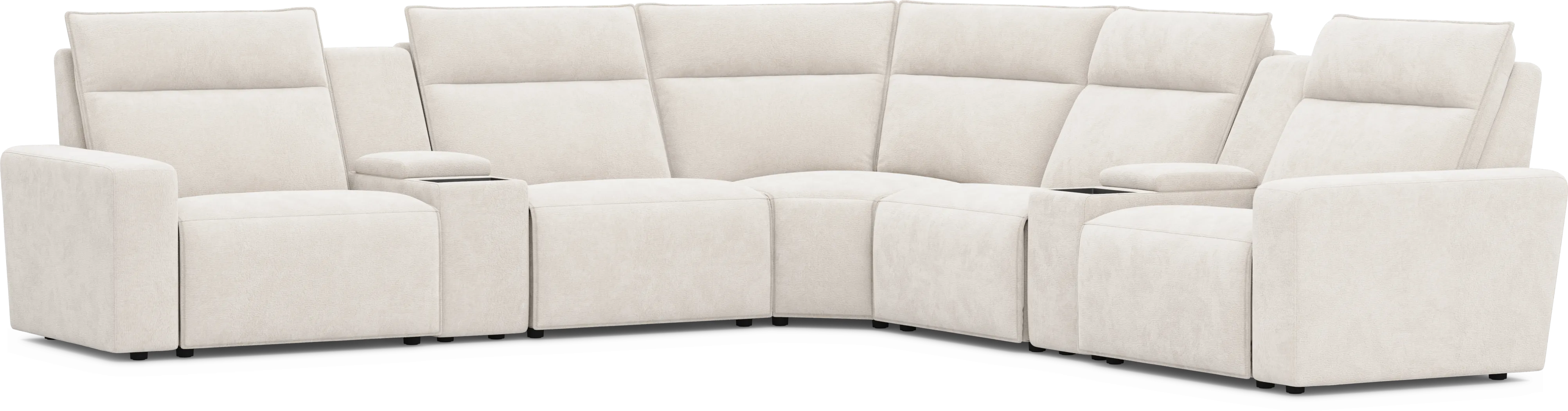 Silver 7 Pc Dual Power Reclining ModularTwo with Media Consoles - Thumbnail - Image 2