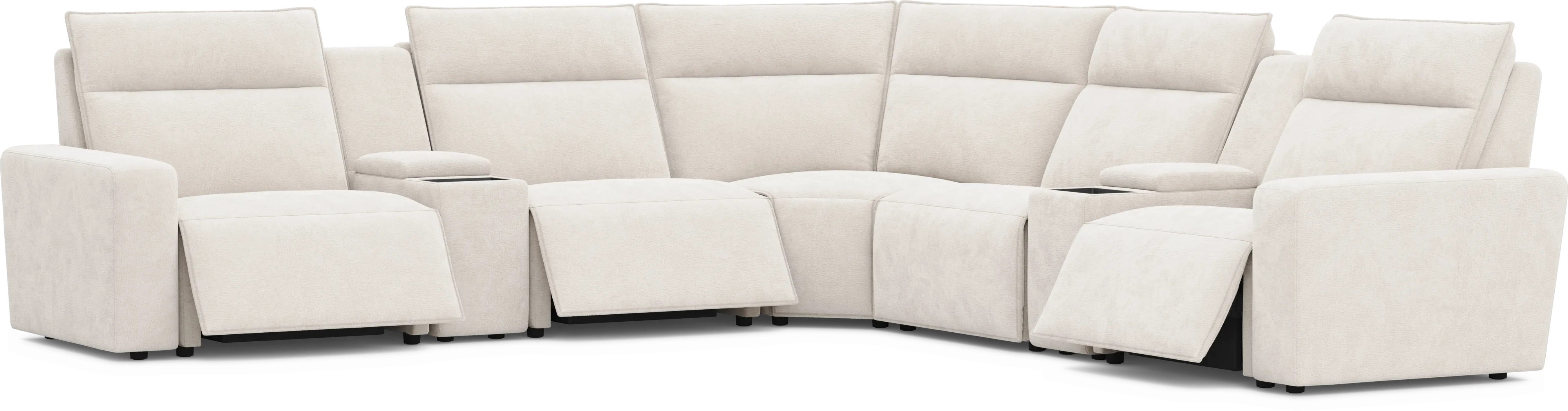 Silver 7 Pc Dual Power Reclining ModularTwo with Media Consoles - Thumbnail - Image 1