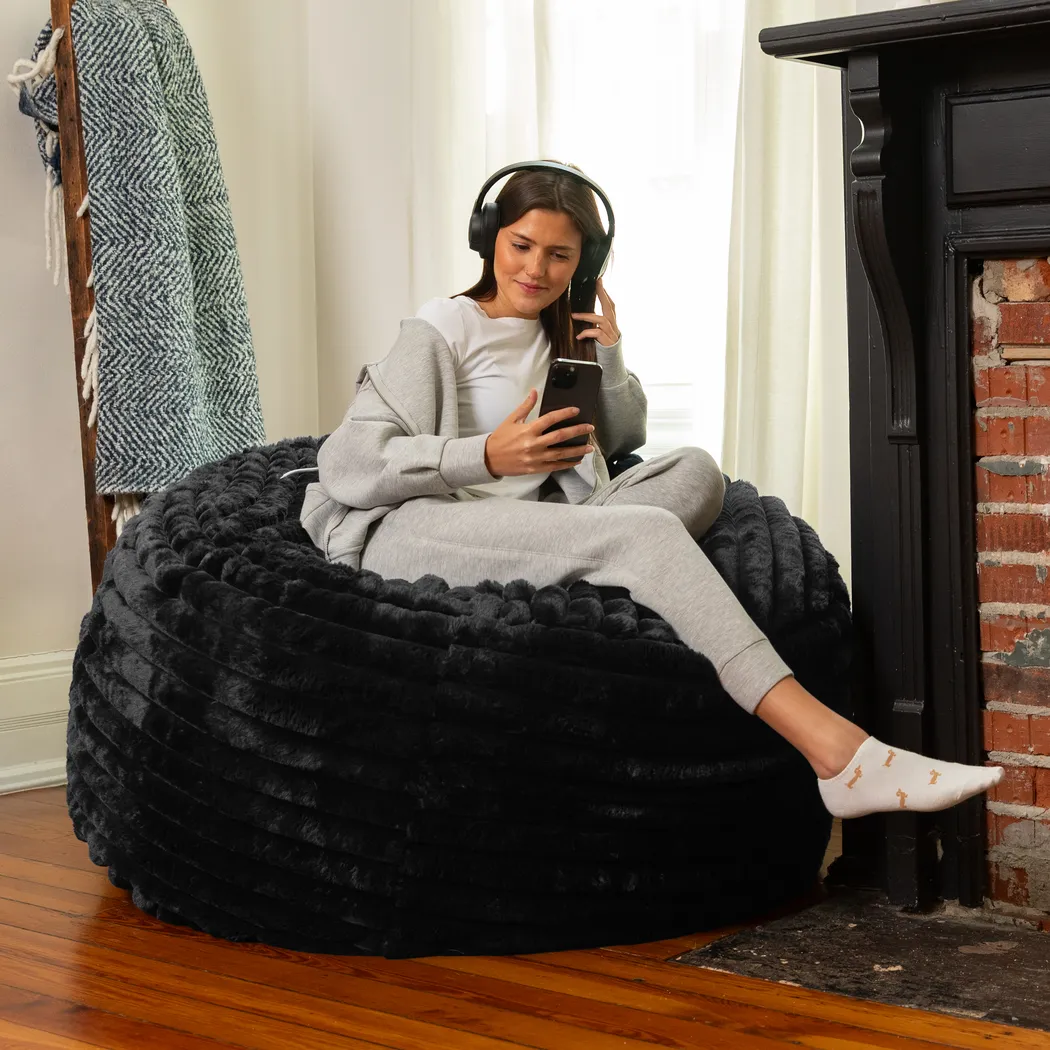 Sinepa Black Large Bean Bag Chair - Thumbnail - Image 6