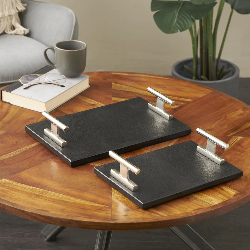 Sirrei Black Tray, Set of 2 - Thumbnail - Image 2