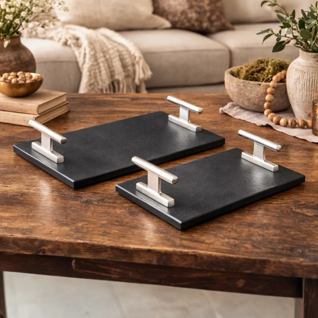 Sirrei Black Tray, Set of 2 - Thumbnail - Image 3