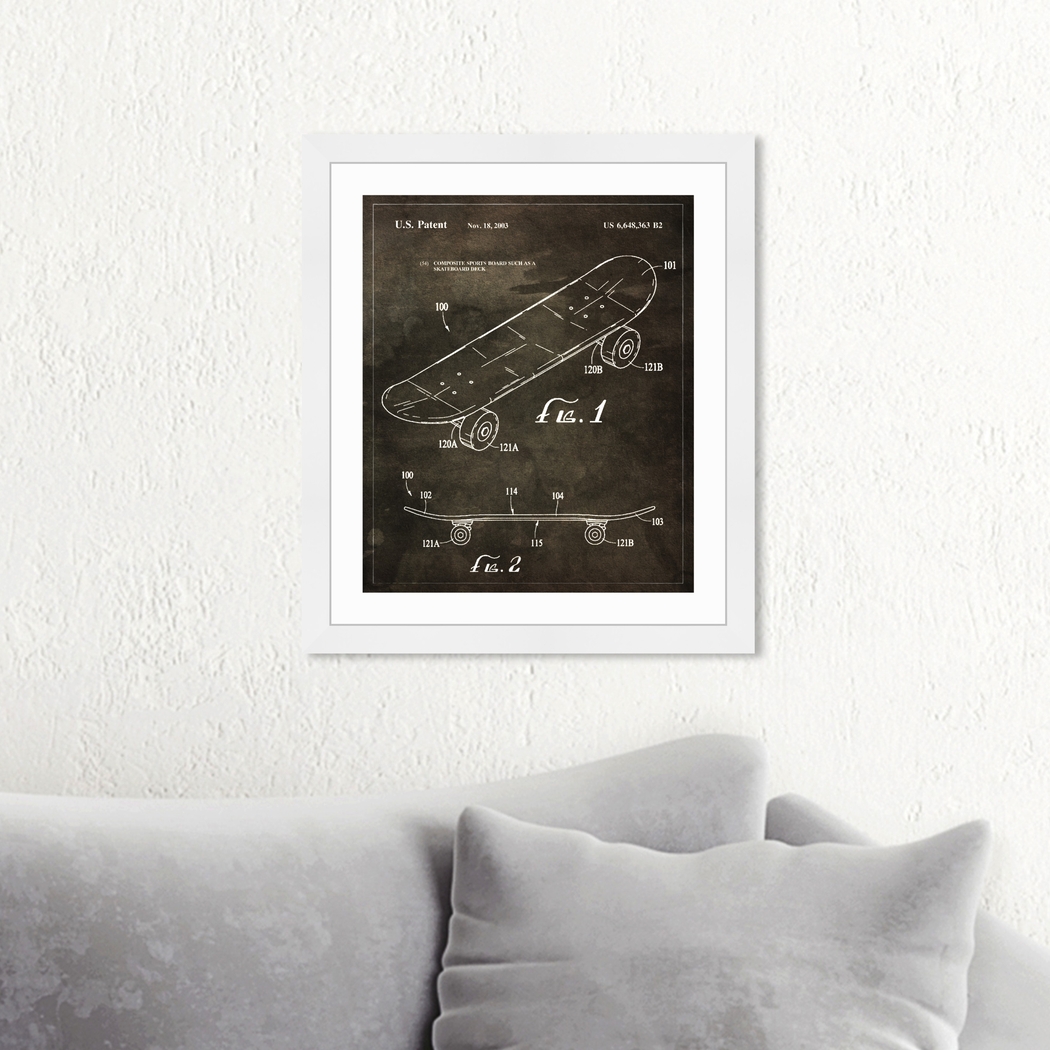 Skateboard Blueprint Brown Artwork - Thumbnail - Image 2