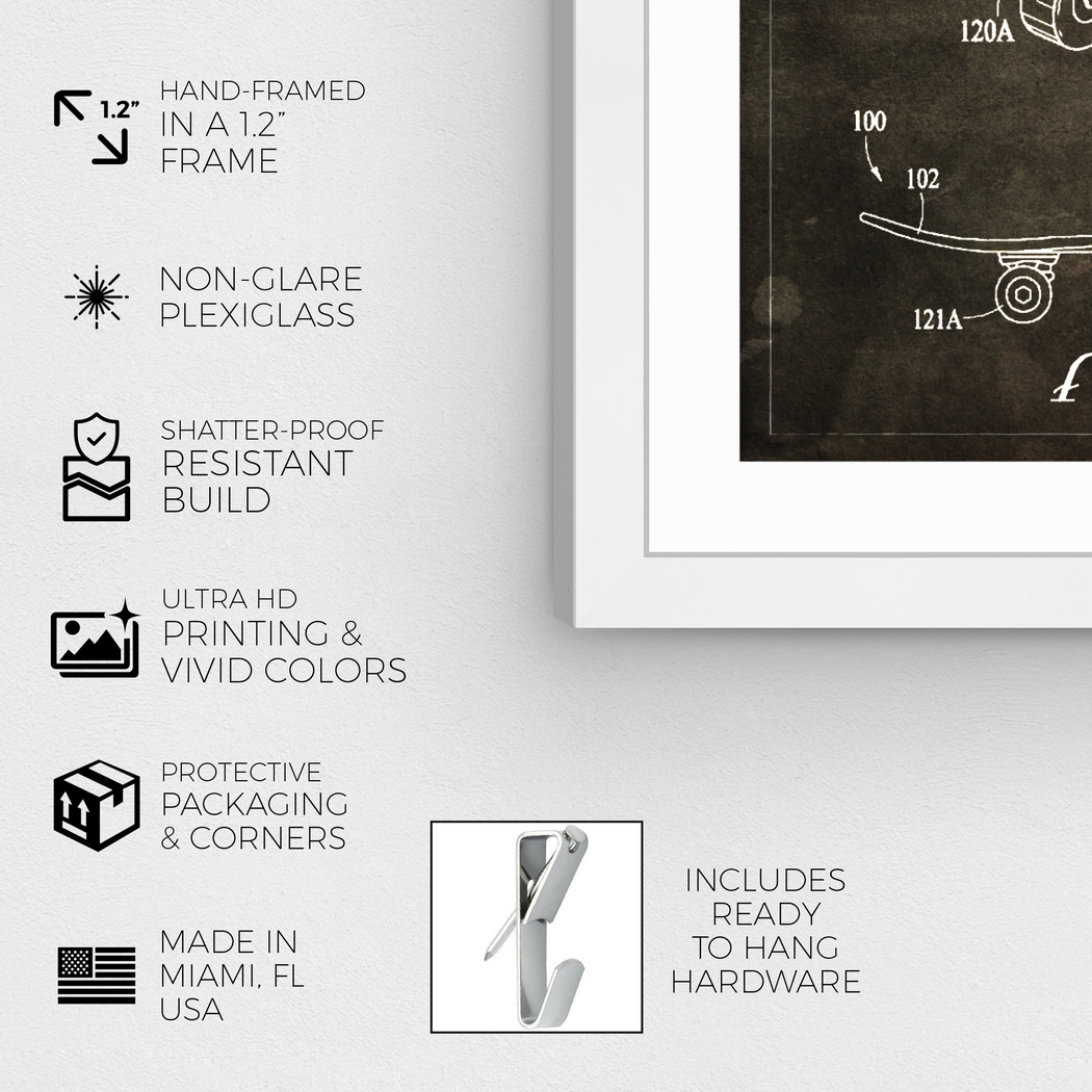 Skateboard Blueprint Brown Artwork - Thumbnail - Image 3