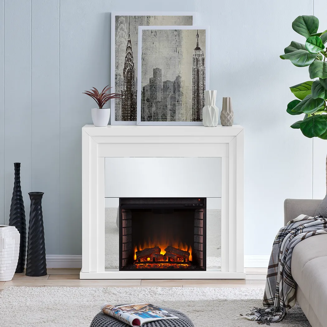 Skyflower II White 44 in. Console With Electric Log Fireplace - Image 9