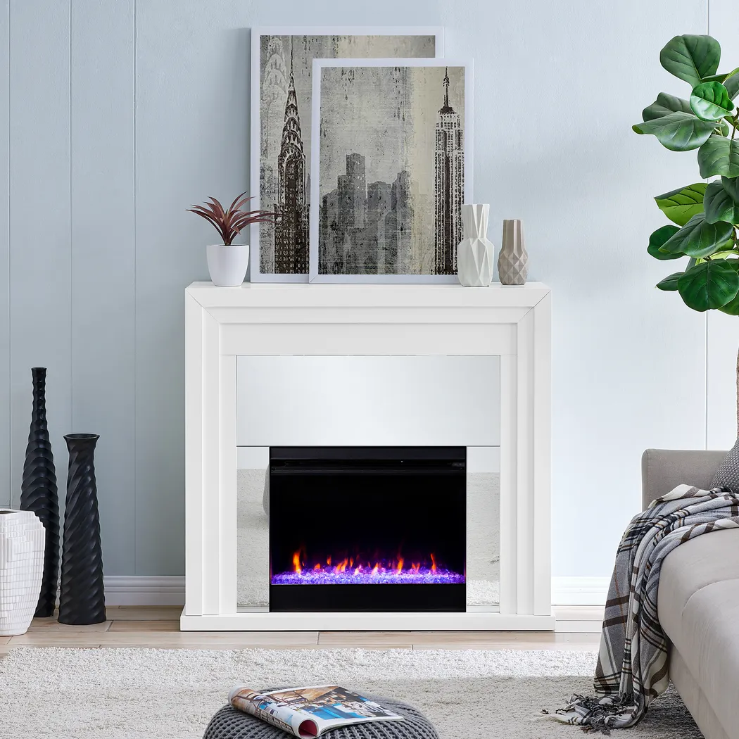 Skyflower I White 44 in. Console, With Color Changing Electric Fireplace - Image 7