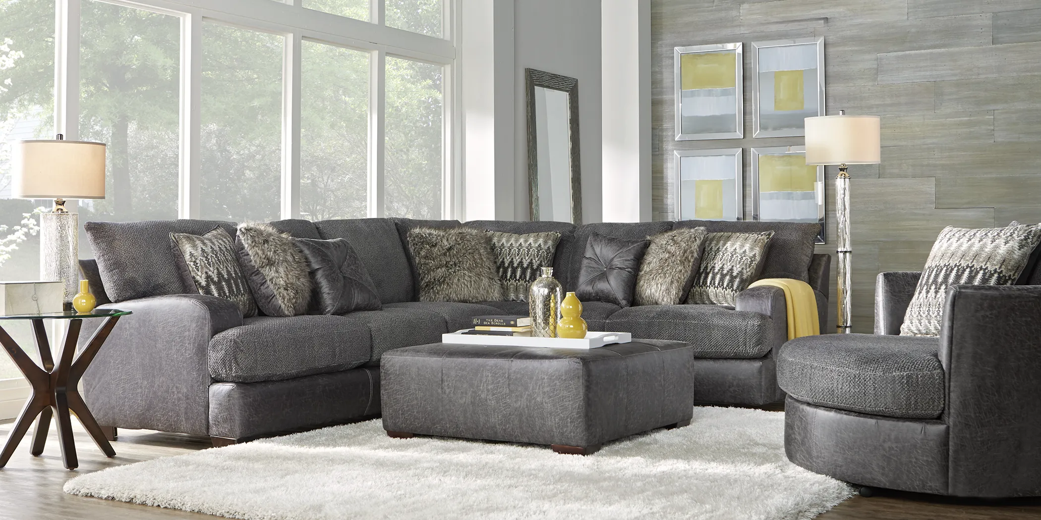 Skyline Drive Gray 3 Pc Sectional Living Room - Thumbnail - Image 1