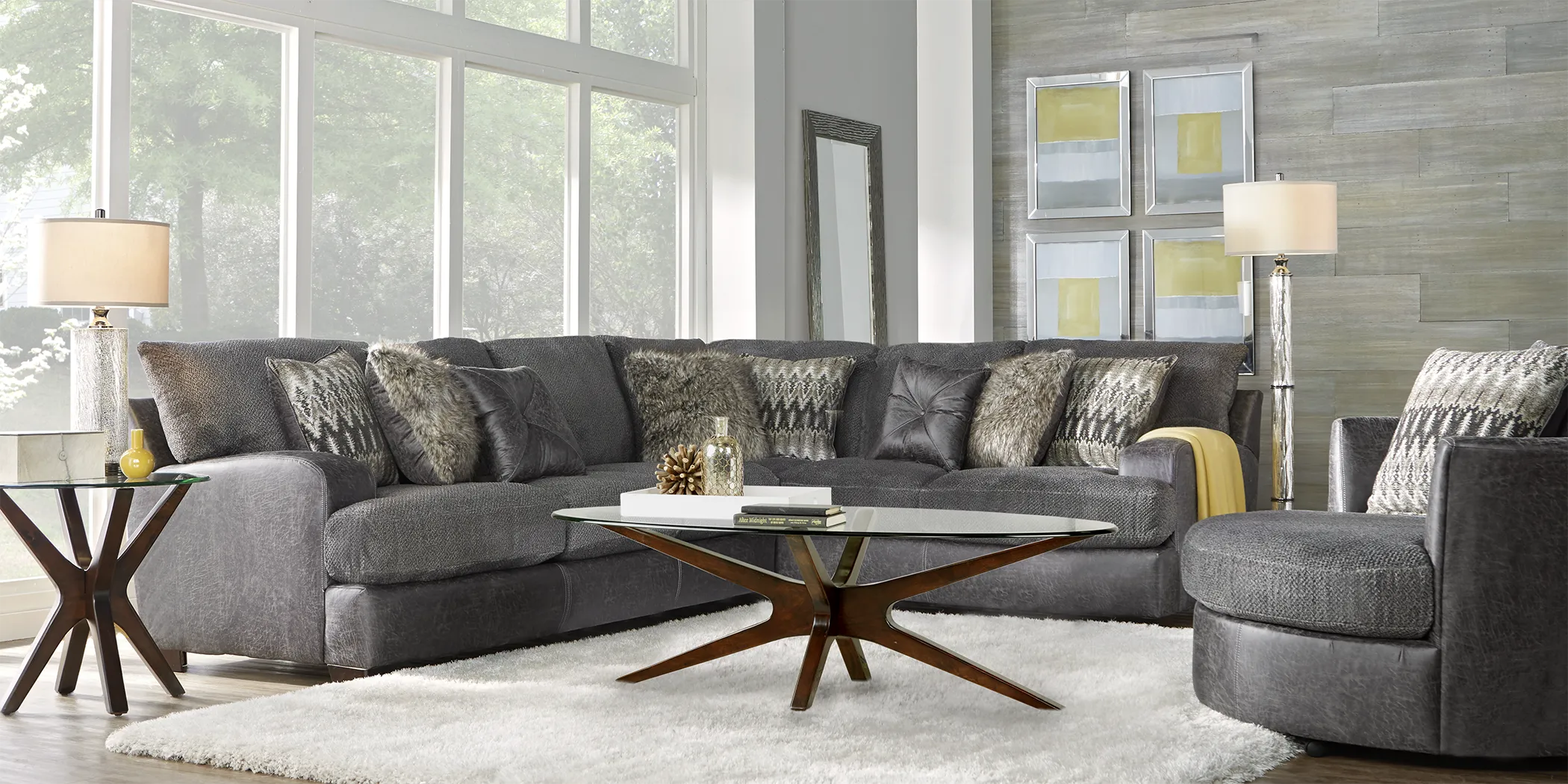 Skyline Drive Gray 6 Pc Sectional Living Room - Thumbnail - Image 1