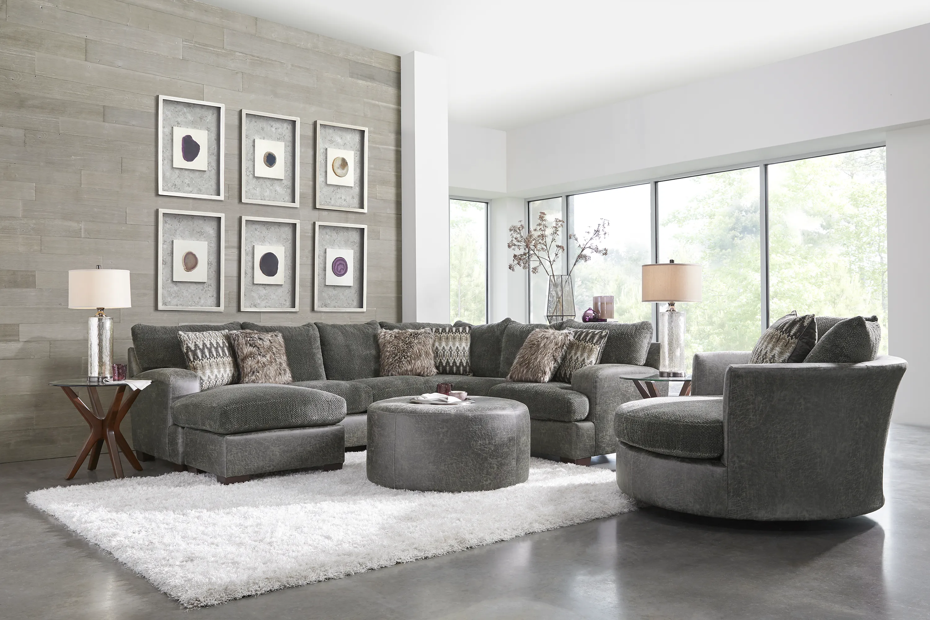 Skyline Park Gray 5 Pc Sectional Living Room - Thumbnail - Image 1