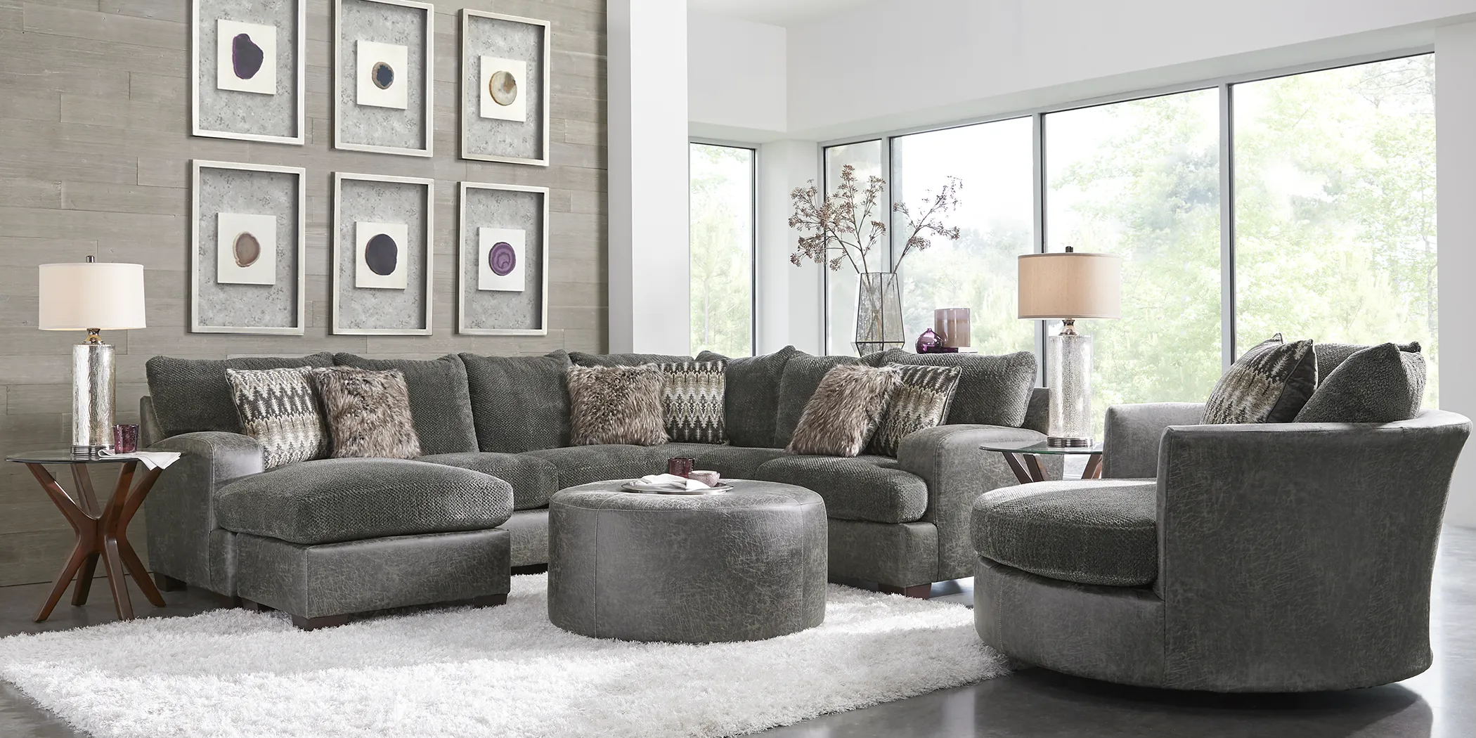 Skyline Park Gray 5 Pc Sectional Living Room - Thumbnail - Image 1