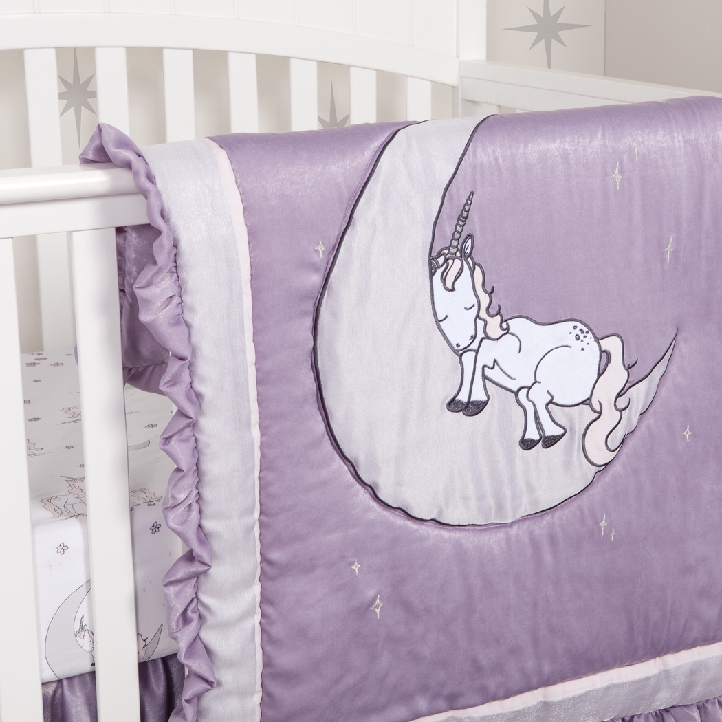 Sleepy Unicorn Lilac 3 Pc Baby Bedding Set - Thumbnail - Image 7