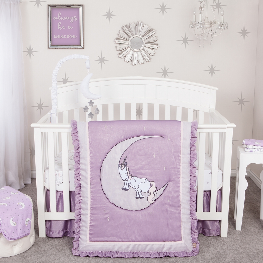 Sleepy Unicorn Lilac 3 Pc Baby Bedding Set - Thumbnail - Image 1