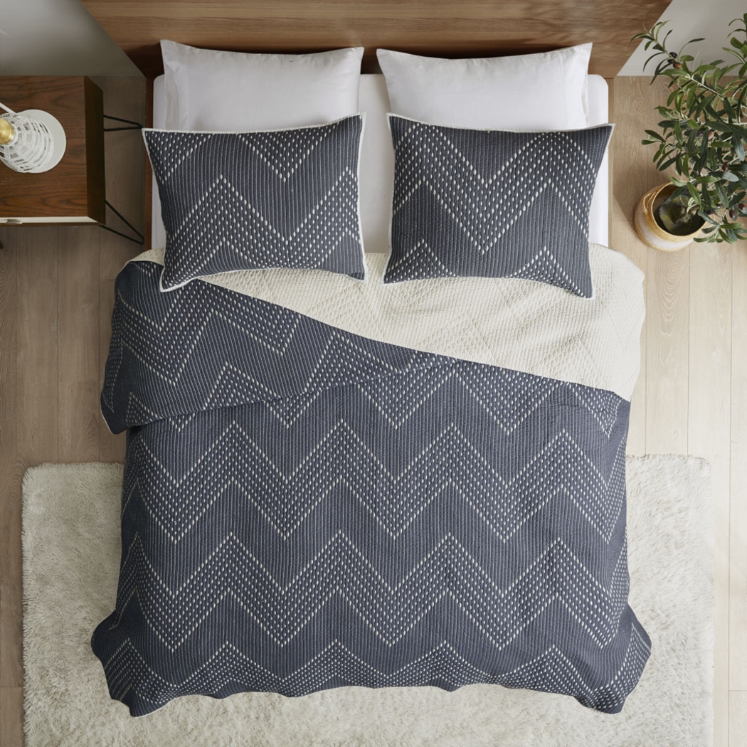 Slothower Navy 3 Pc Full/Queen Coverlet Set - Thumbnail - Image 4
