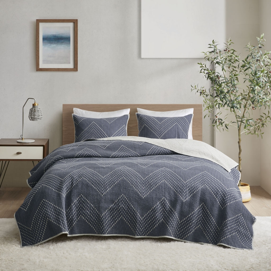 Slothower Navy 3 Pc Full/Queen Coverlet Set - Thumbnail - Image 6
