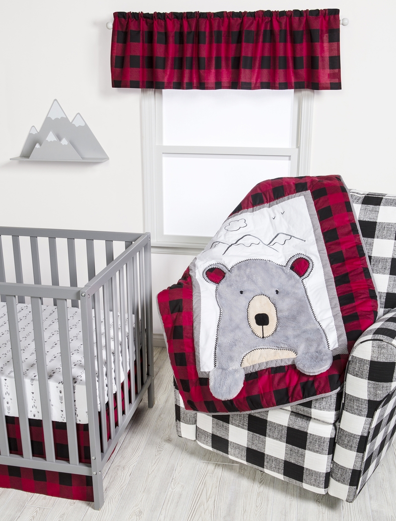 Slumbering Bear Red 3 Pc Baby Bedding Set - Thumbnail - Image 10
