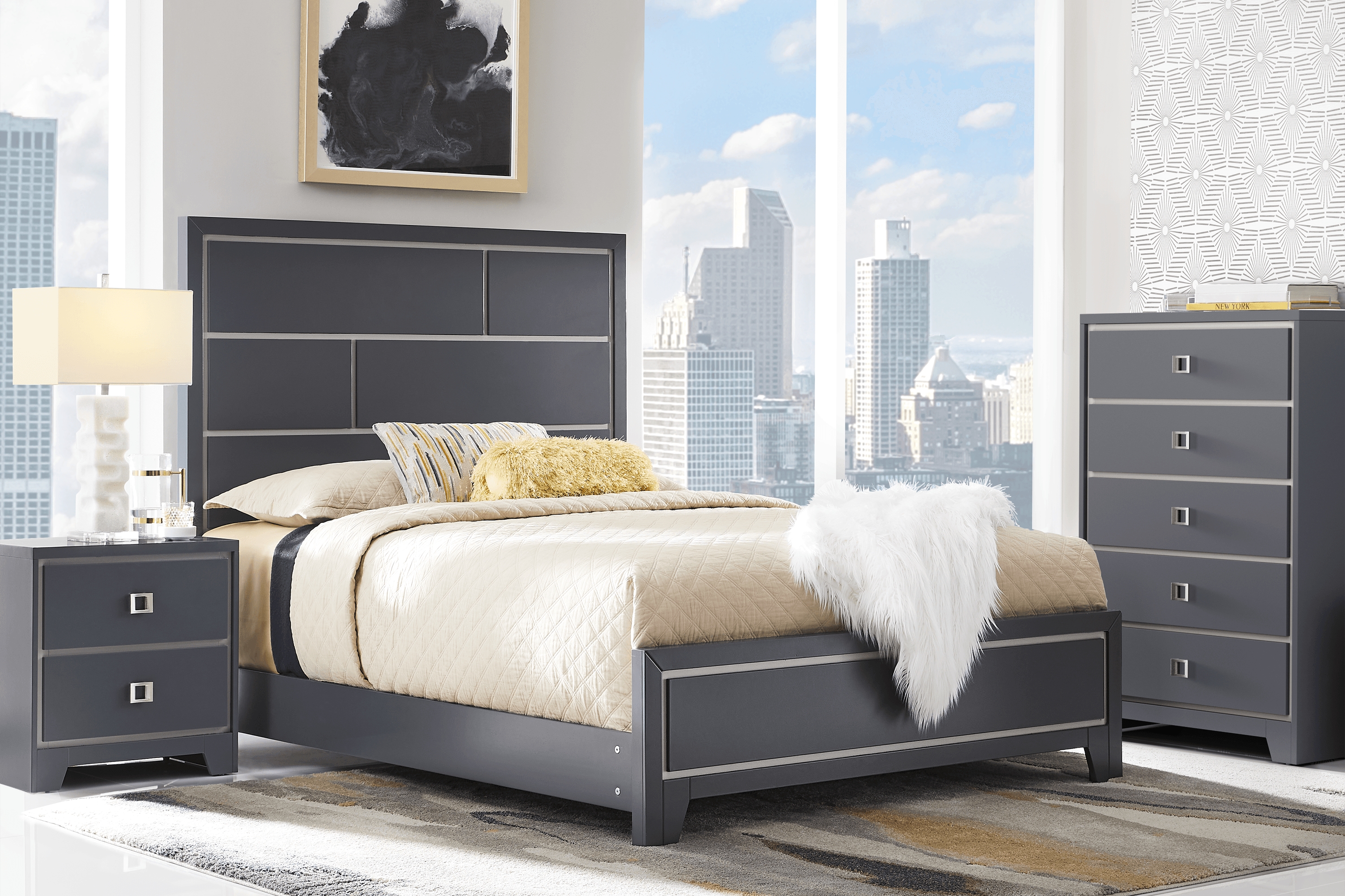 Princeton Hall Blue 5 Pc King Bedroom - Thumbnail - Image 1