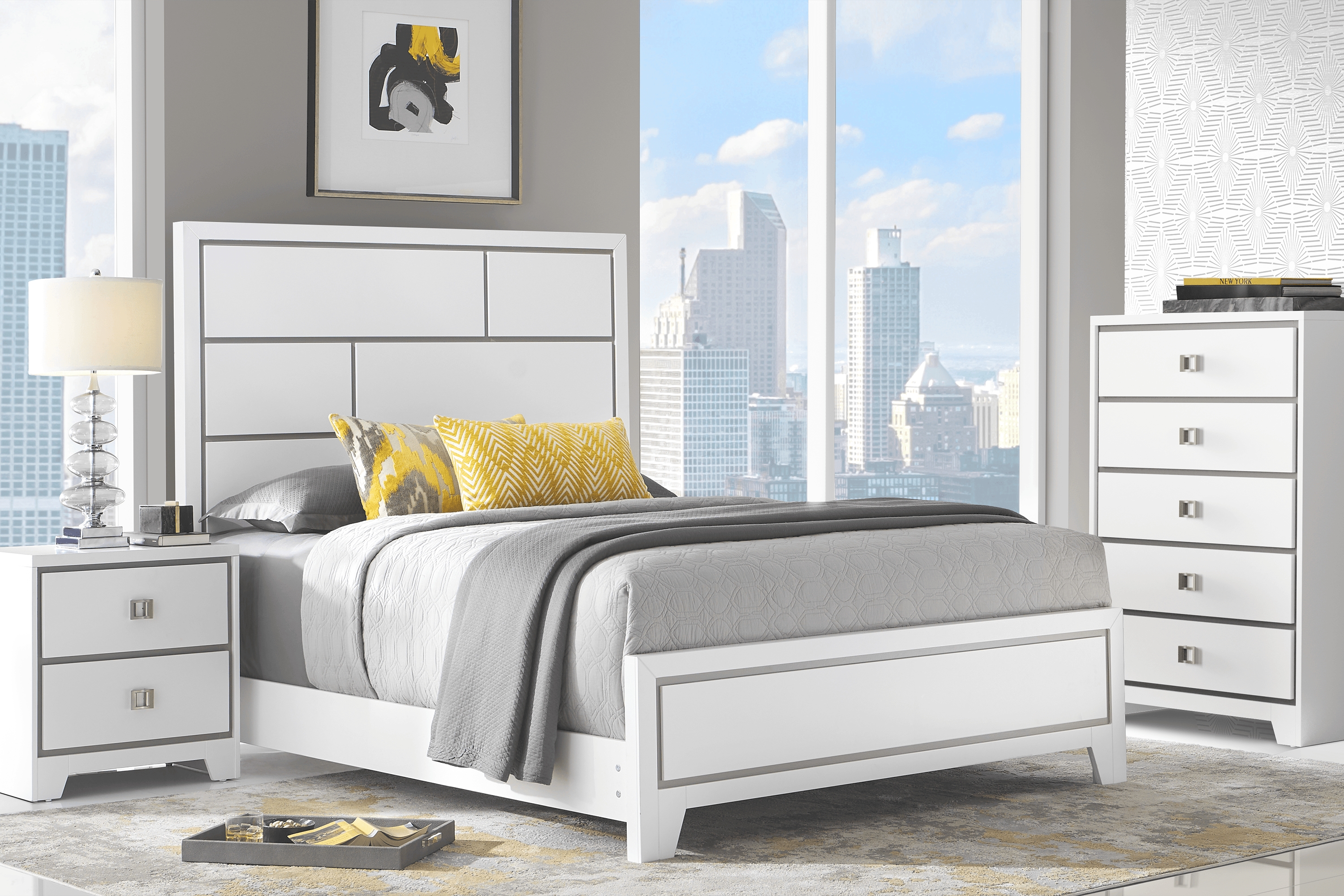 Princeton Hall White 5 Pc King Bedroom - Thumbnail - Image 1
