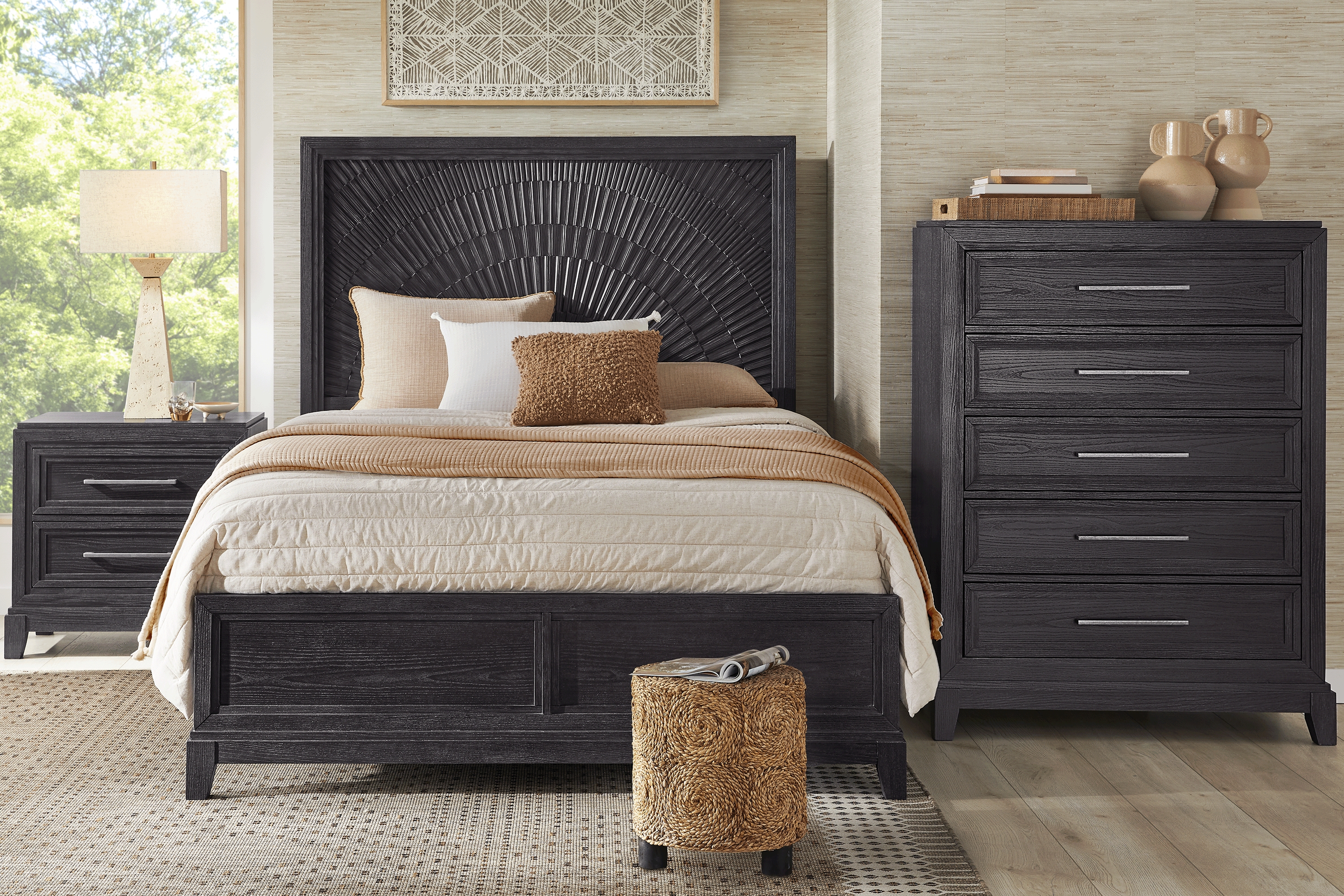 Small Spaces Sunside Way Black 5 Pc Queen Panel Bedroom - Thumbnail - Image 1