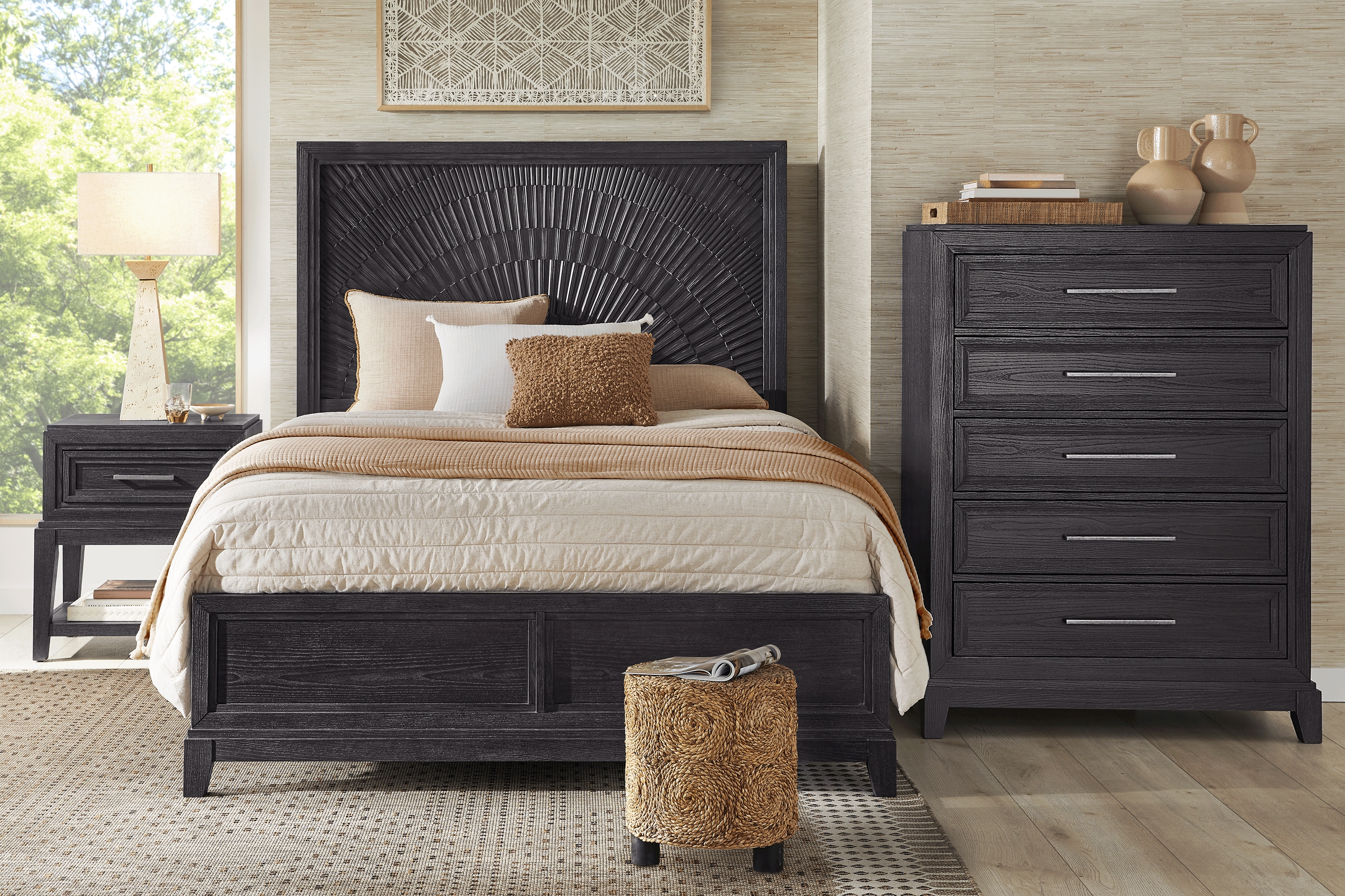 Small Spaces Sunside Way Black 5 Pc Queen Panel Bedroom - Thumbnail - Image 1