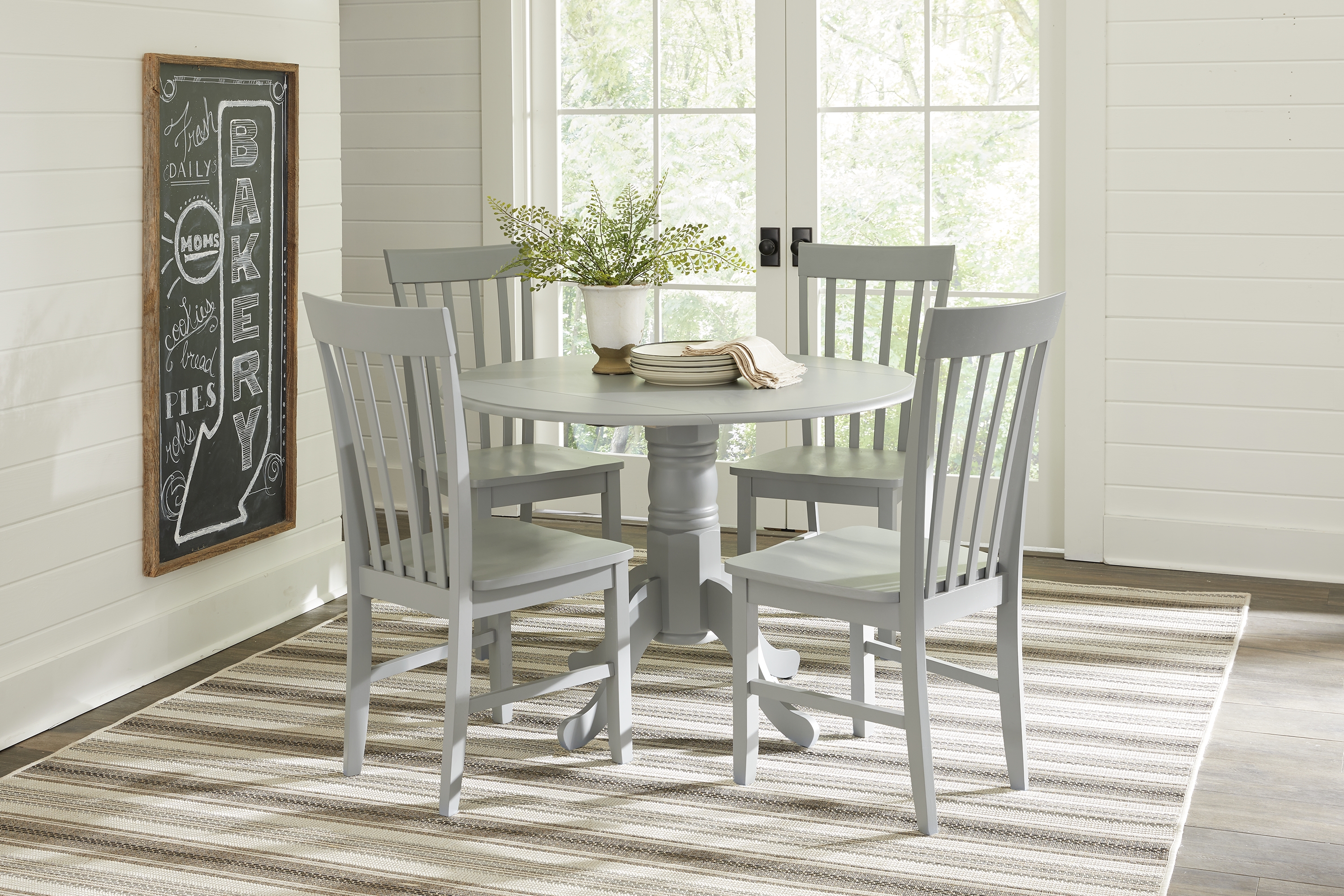 Smithtown Gray 3 Pc Round Dining Set - Thumbnail - Image 1