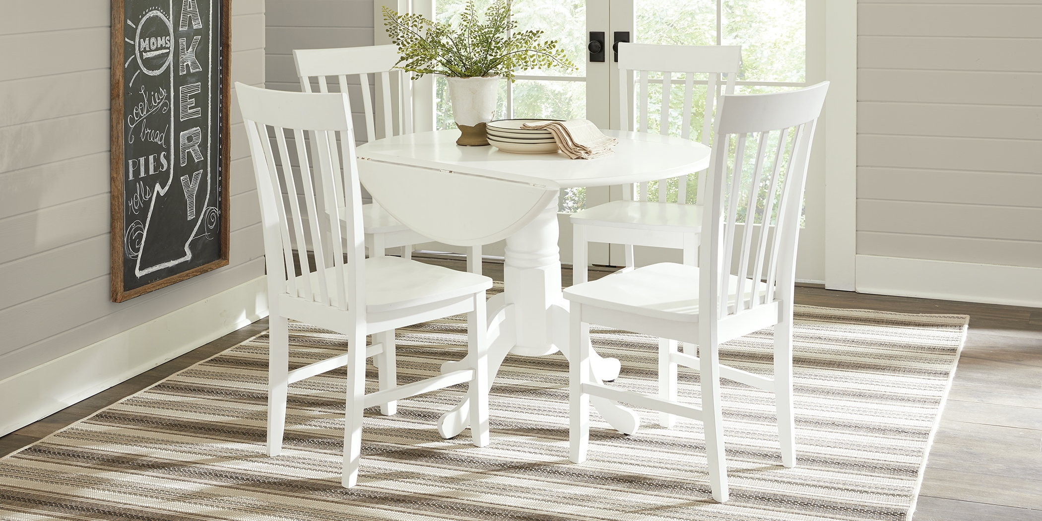Smithtown White 5 Pc Round Dining Set - Thumbnail - Image 2