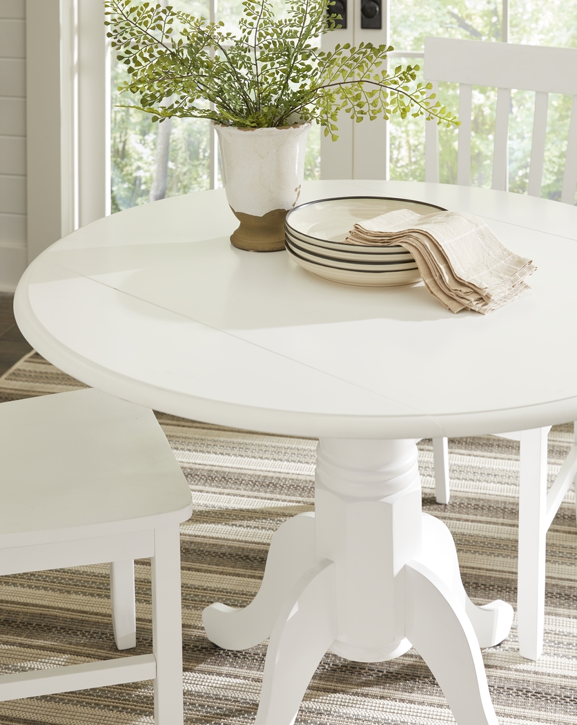 Smithtown White Round Dining Table - Thumbnail - Image 4