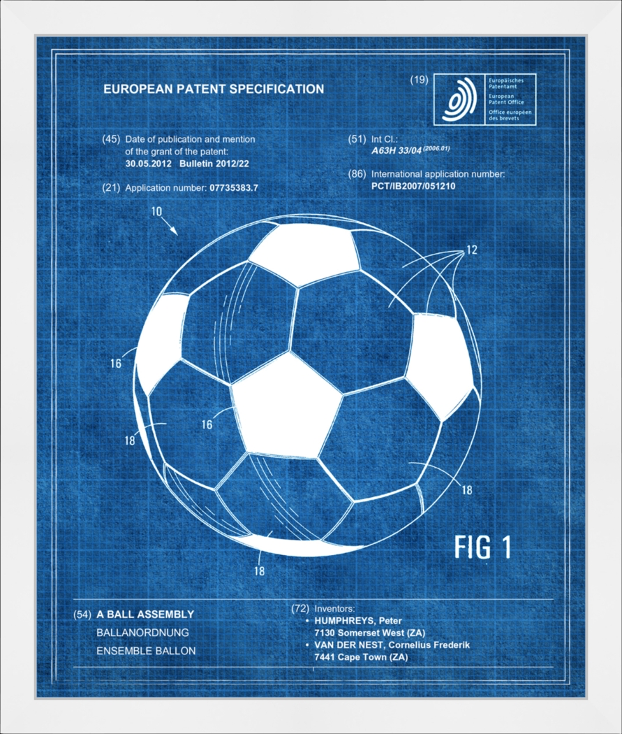 Soccer Ball Blueprint I Blue Artwork - Thumbnail - Image 1