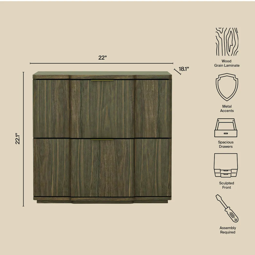 Socia I Walnut/Gold Nightstand - Thumbnail - Image 3