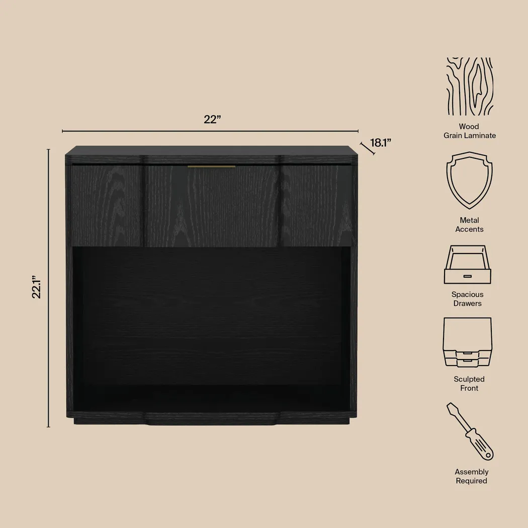 Socia II Black Nightstand - Thumbnail - Image 3