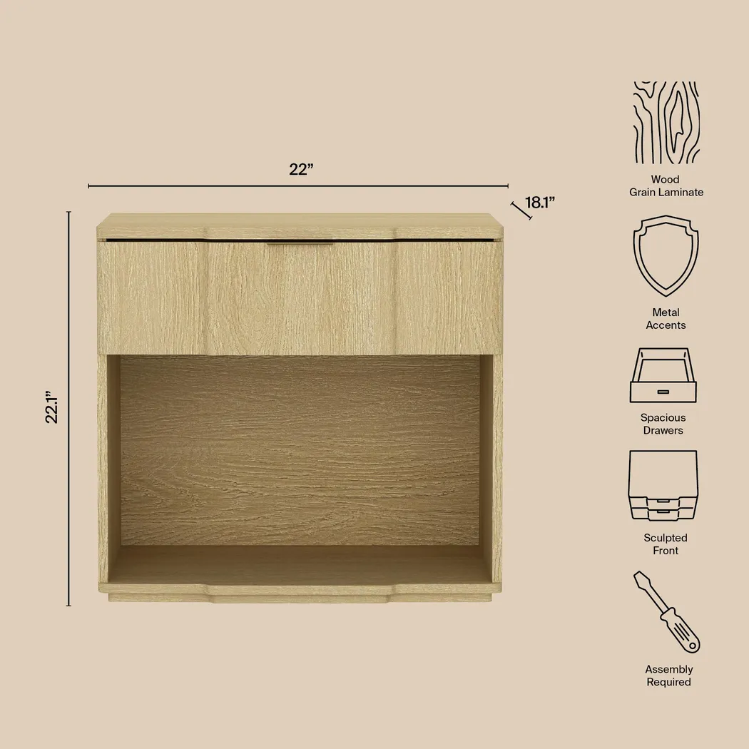 Socia II Natural/Gold Nightstand - Thumbnail - Image 4