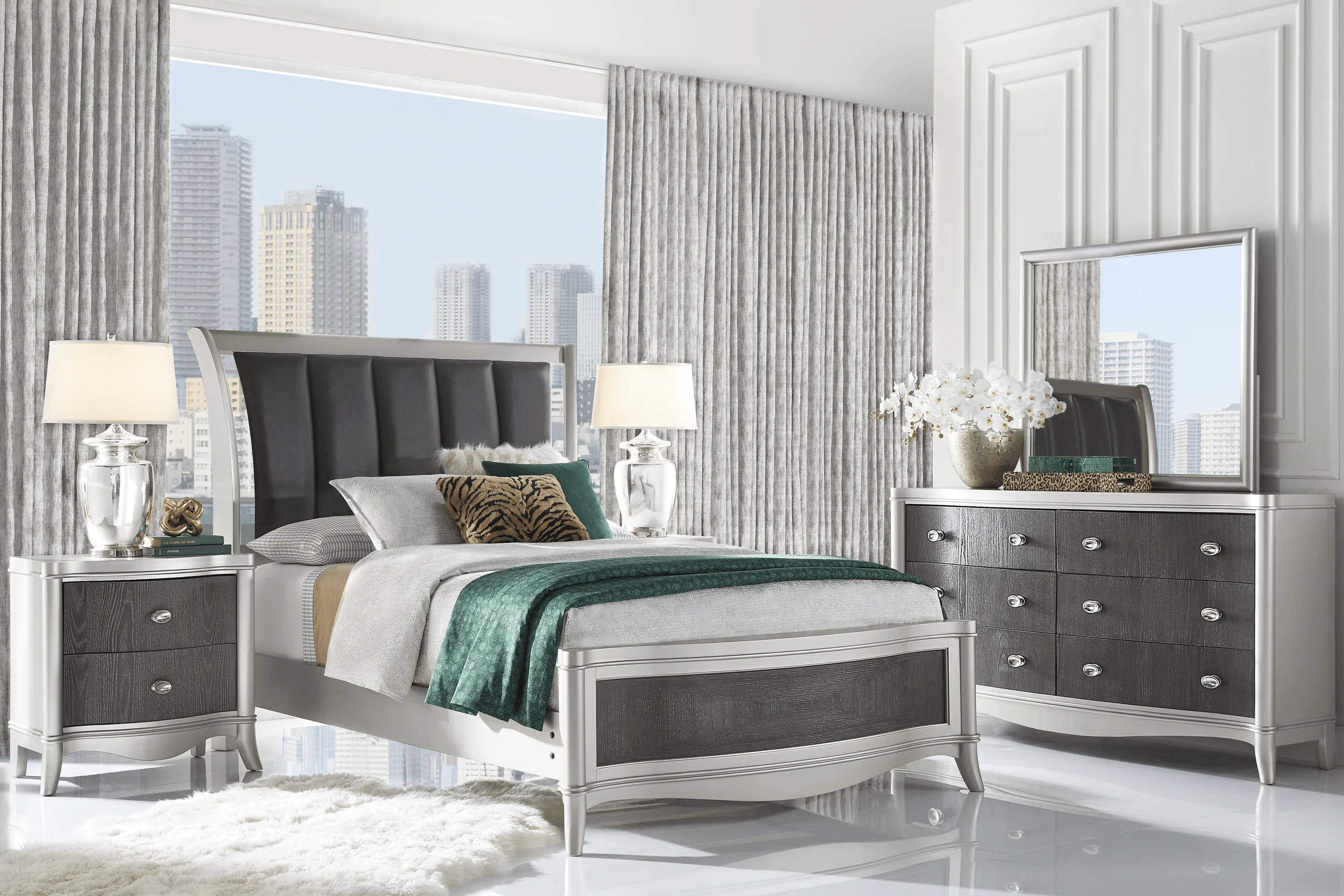 Annabella Espresso 6 Pc King Upholstered Bedroom - Thumbnail - Image 1