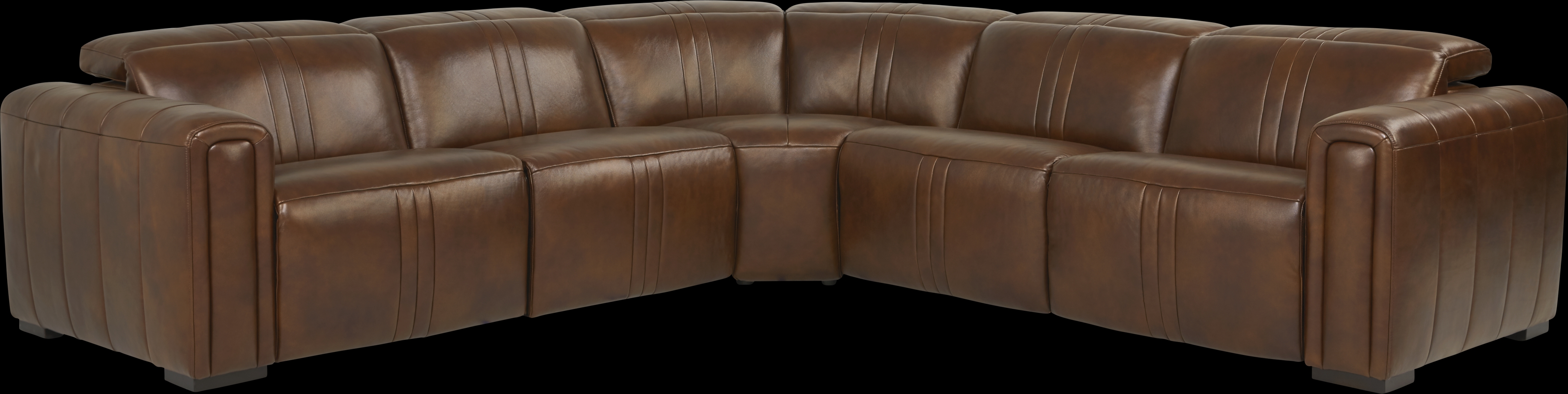 Bennett Valley Brown 5 Pc Leather Dual Power Reclining Sectional - Thumbnail - Image 1